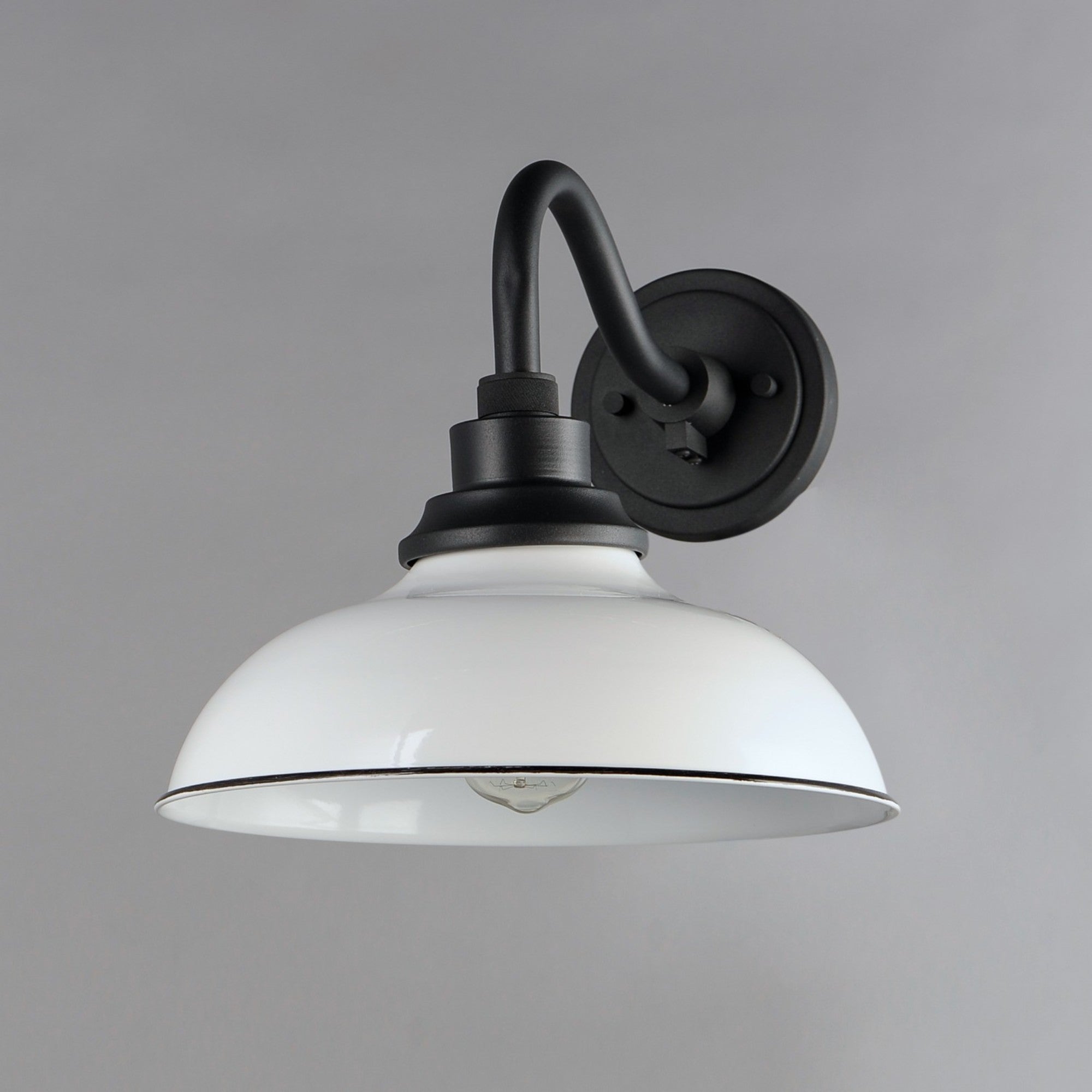 Granville 12" Outdoor Wall Lantern, White & Black Finish - Bees Lighting
