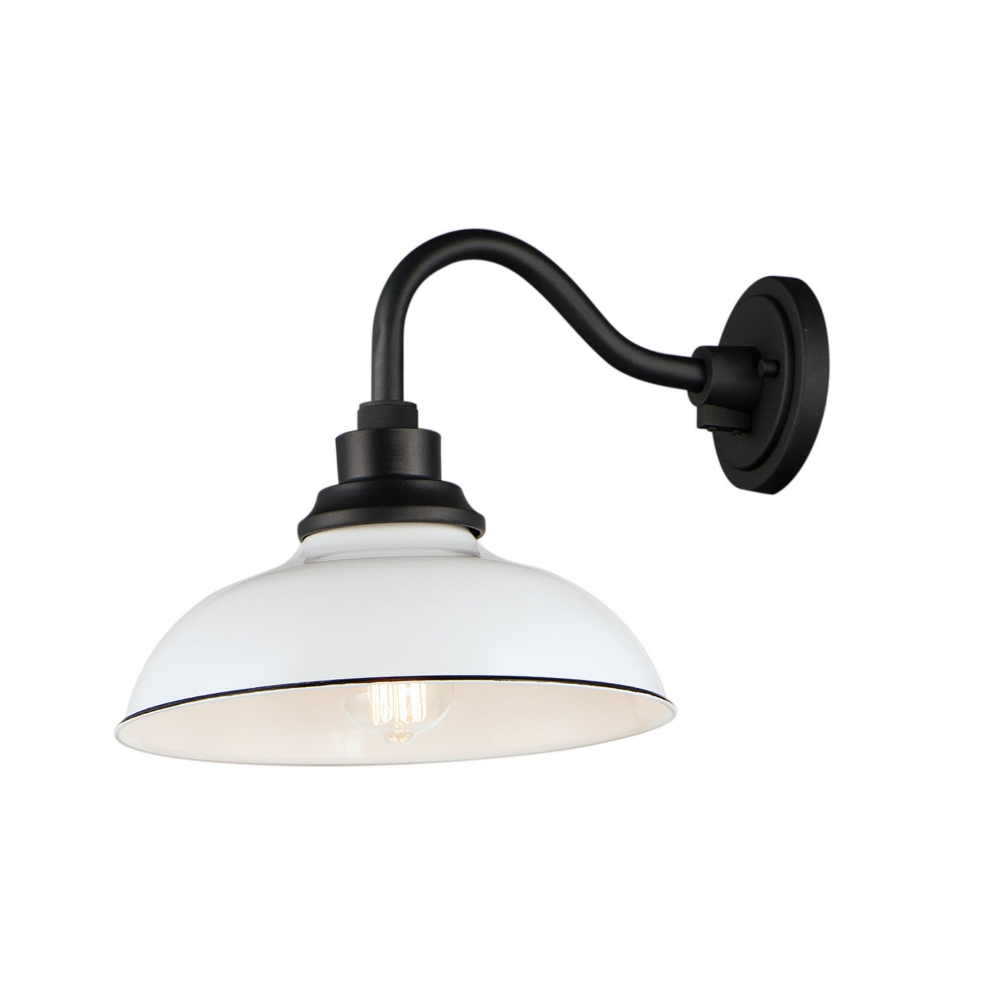 Granville 12" Outdoor Wall Lantern, White & Black Finish - Bees Lighting