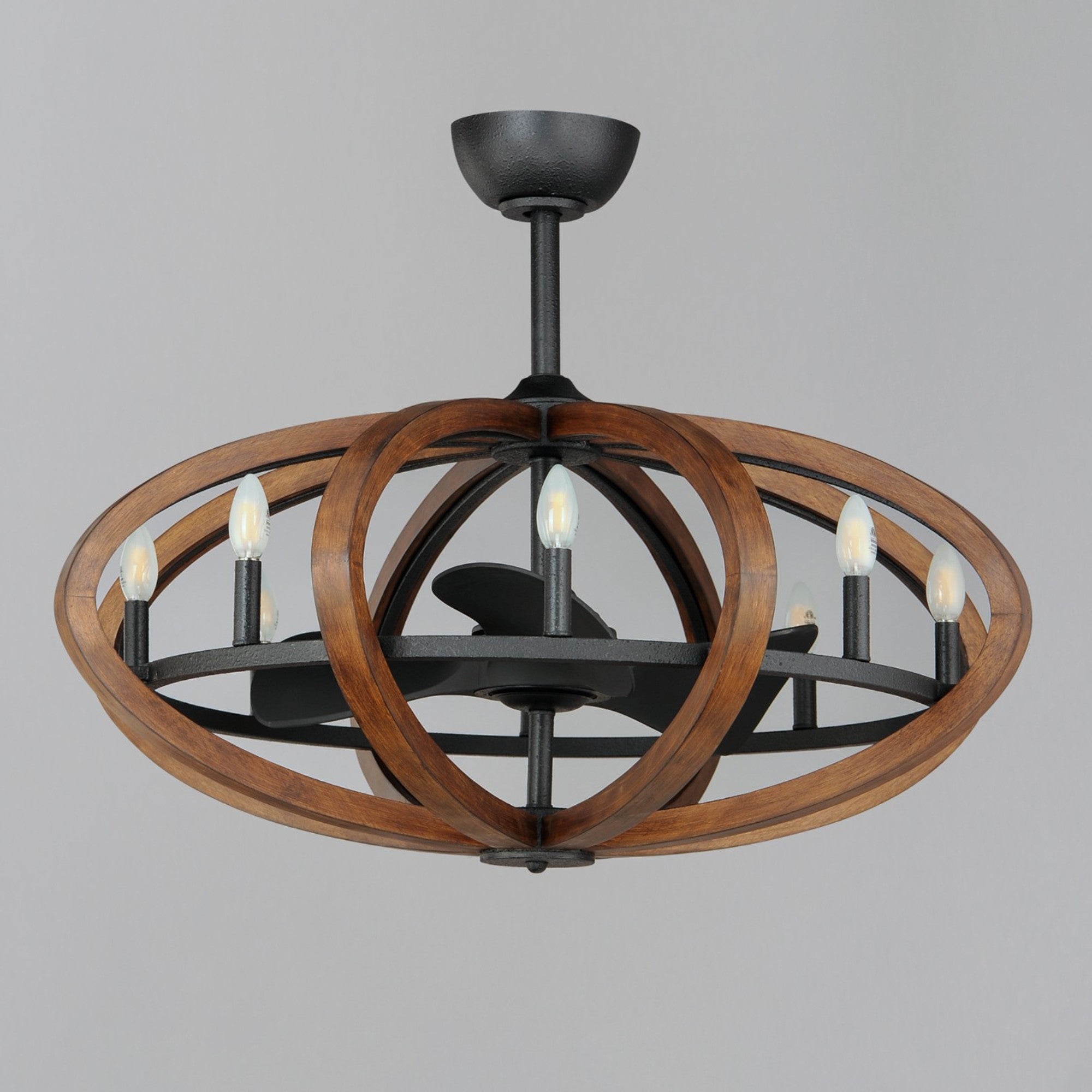 Bodega Bay 8-Light Wifi-Enabled LED Fandelight 36 Inch Antique Pecan and Anthracite Finish - Bees Lighting