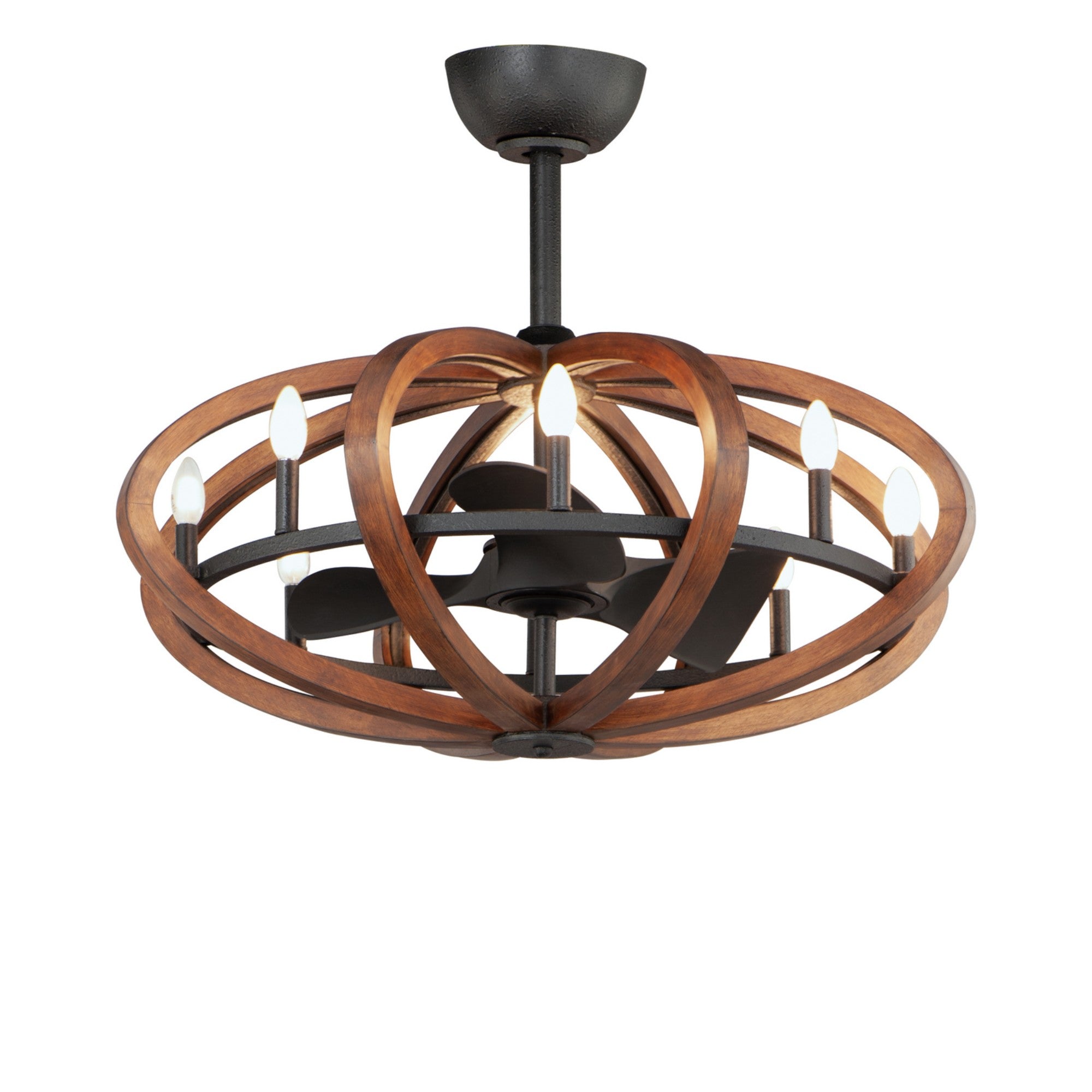 Bodega Bay 8-Light Wifi-Enabled LED Fandelight 36 Inch Antique Pecan and Anthracite Finish - Bees Lighting