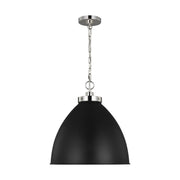 Wellfleet Large Dome Pendant, Midnight Black & Polished Nickel Finish - Bees Lighting