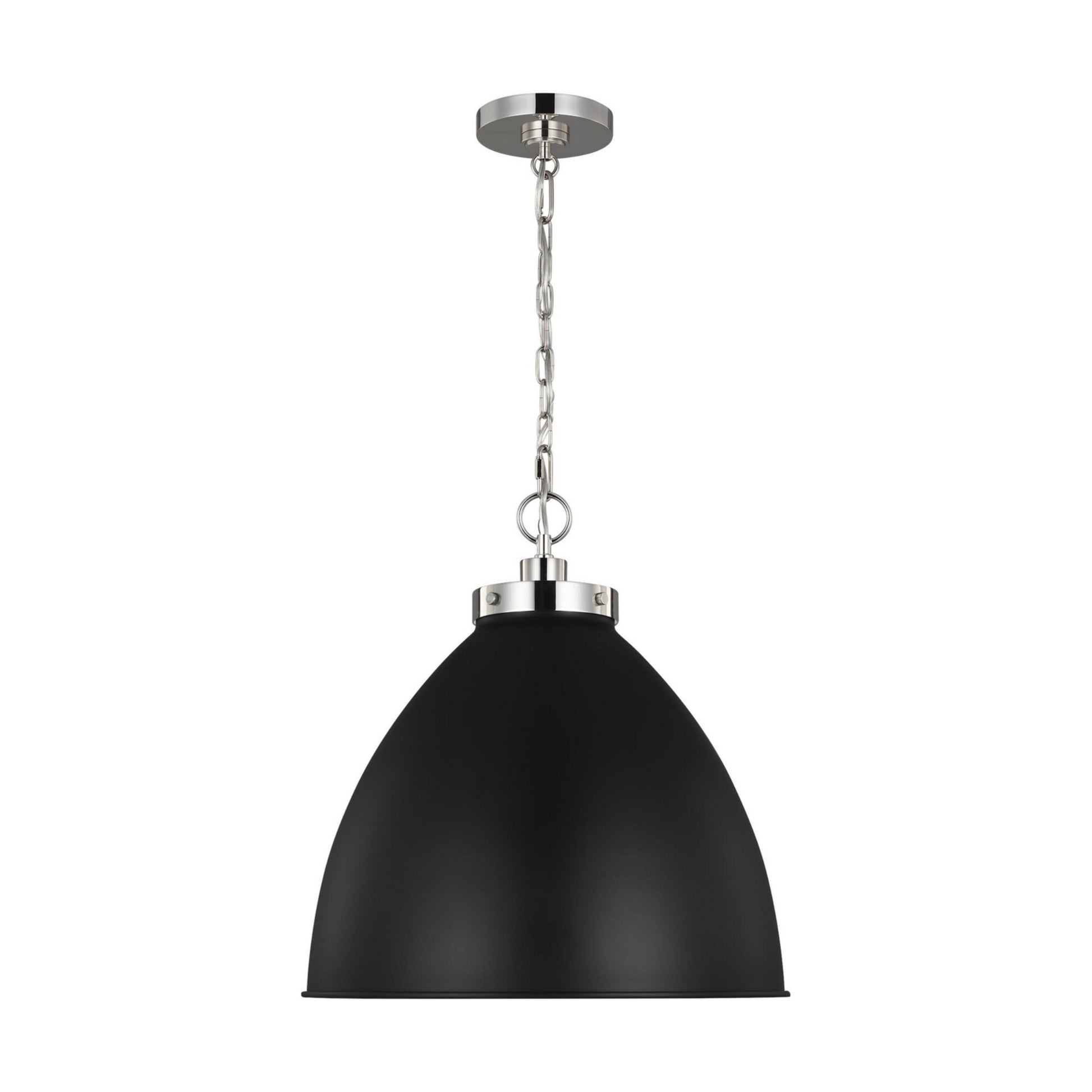 Wellfleet Large Dome Pendant, Midnight Black & Polished Nickel Finish - Bees Lighting