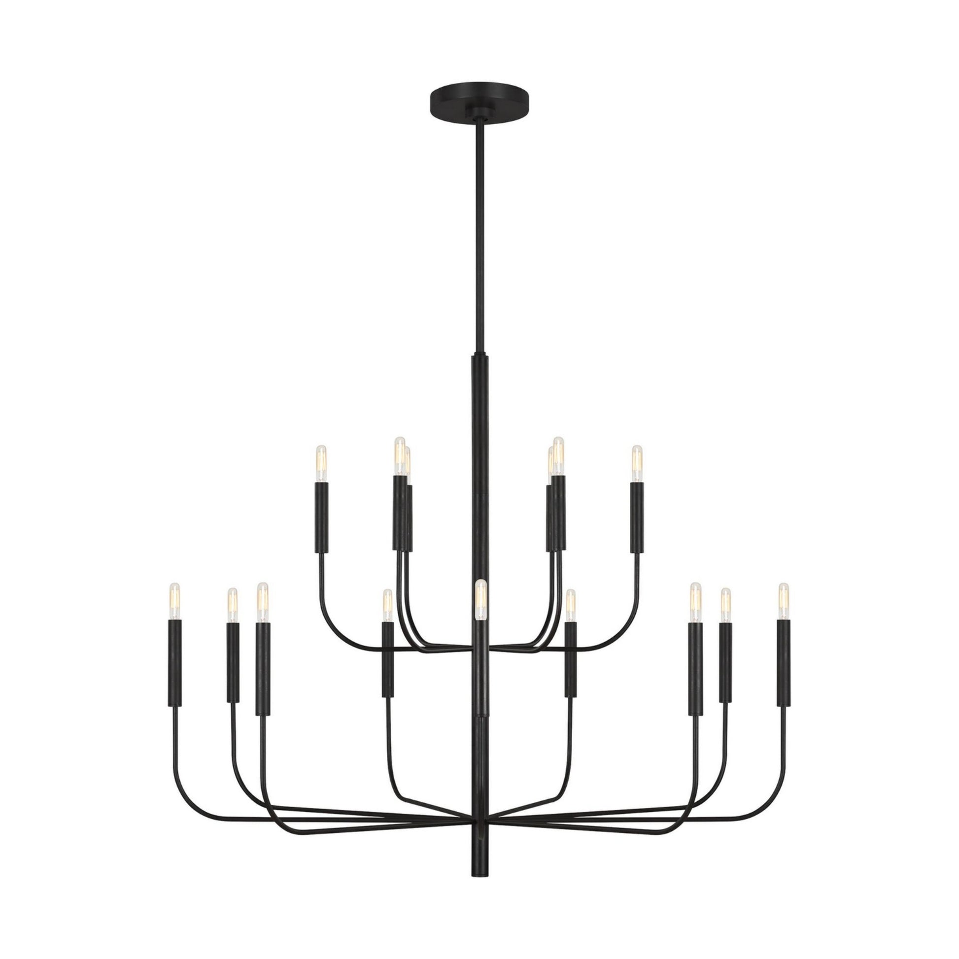 Brianna 49" 15-Light Large 2-Tier Chandelier, Aged Iron Finish - Bees Lighting