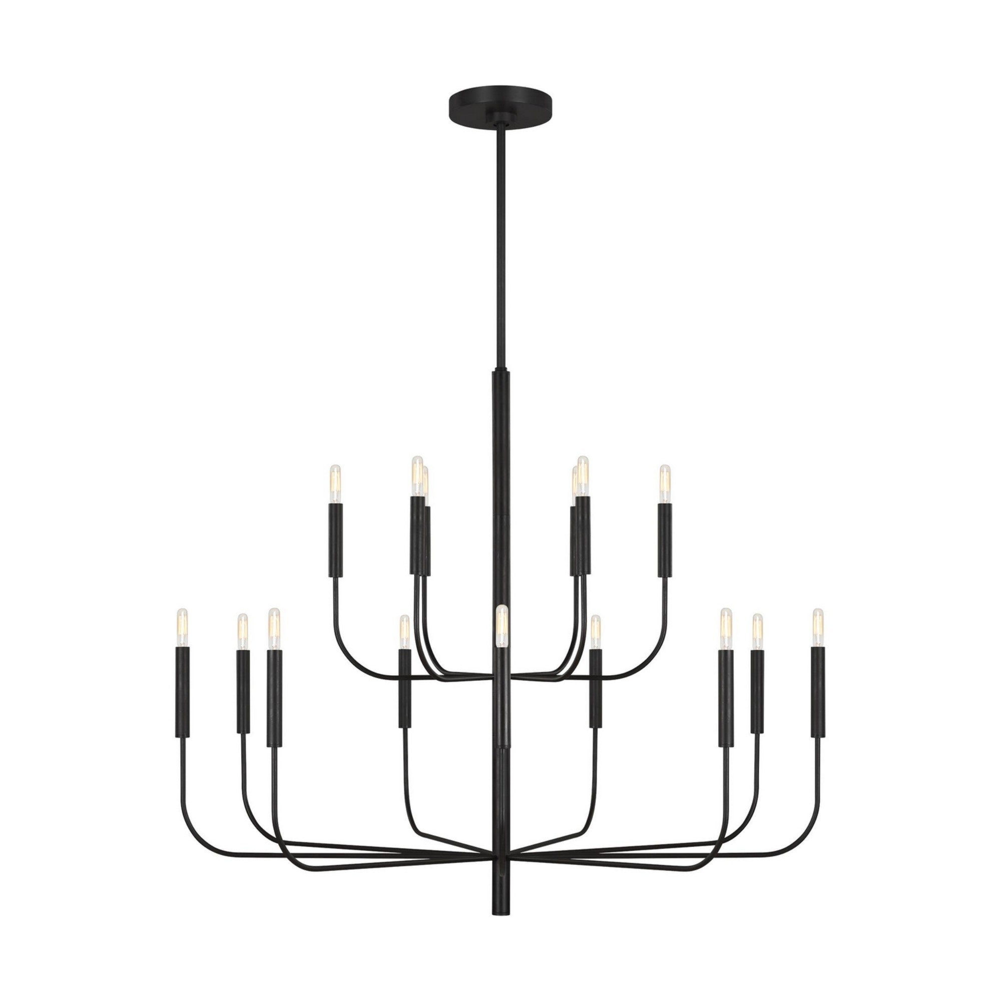 Brianna 49" 15-Light Large 2-Tier Chandelier, Aged Iron Finish - Bees Lighting