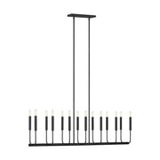Brianna 48" 14-Light Linear Chandelier, Aged Iron Finish - Bees Lighting