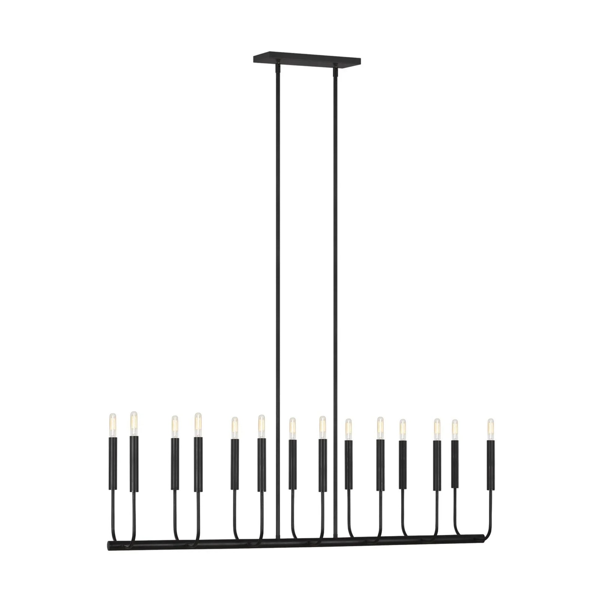 Brianna 48" 14-Light Linear Chandelier, Aged Iron Finish - Bees Lighting