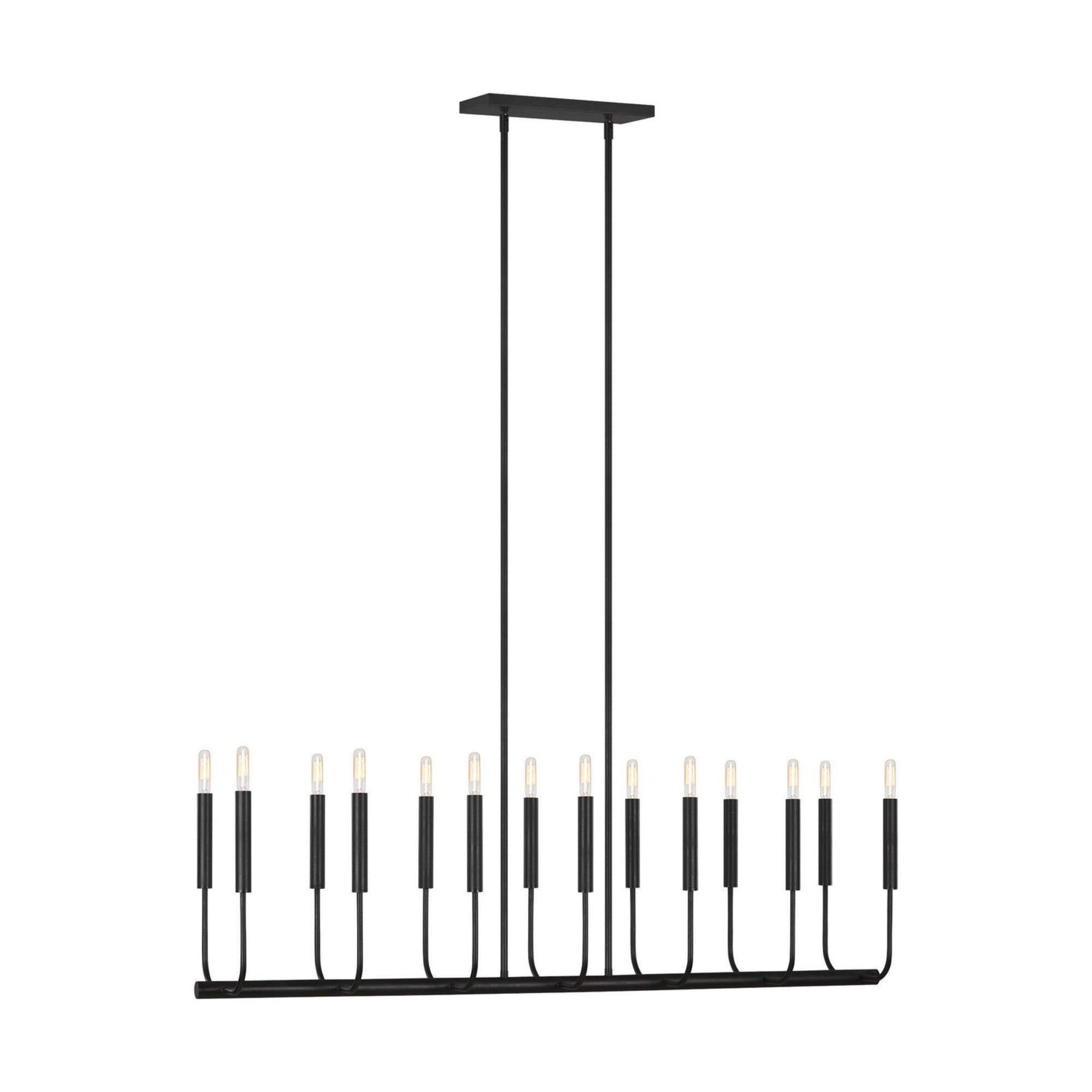 Brianna 48" 14-Light Linear Chandelier, Aged Iron Finish - Bees Lighting