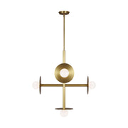Nodes 29" 5-Light Large Chandelier, Burnished Brass Finish - Bees Lighting
