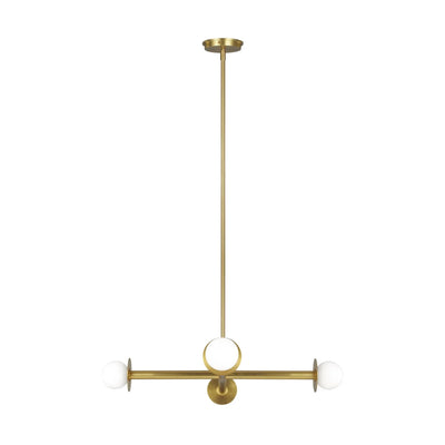 Visual Comfort Studio Nodes 30 in. 4-Light Chandelier, Burnished Brass with Milk Glass