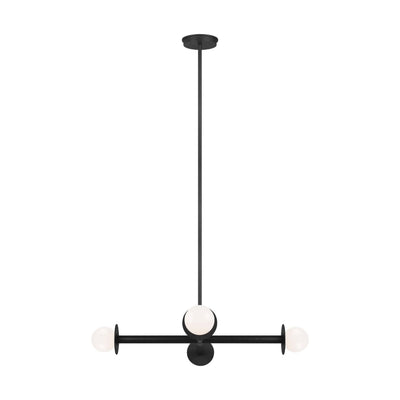 Nodes 30" 4-Light Wide Chandelier, Midnight Black Finish