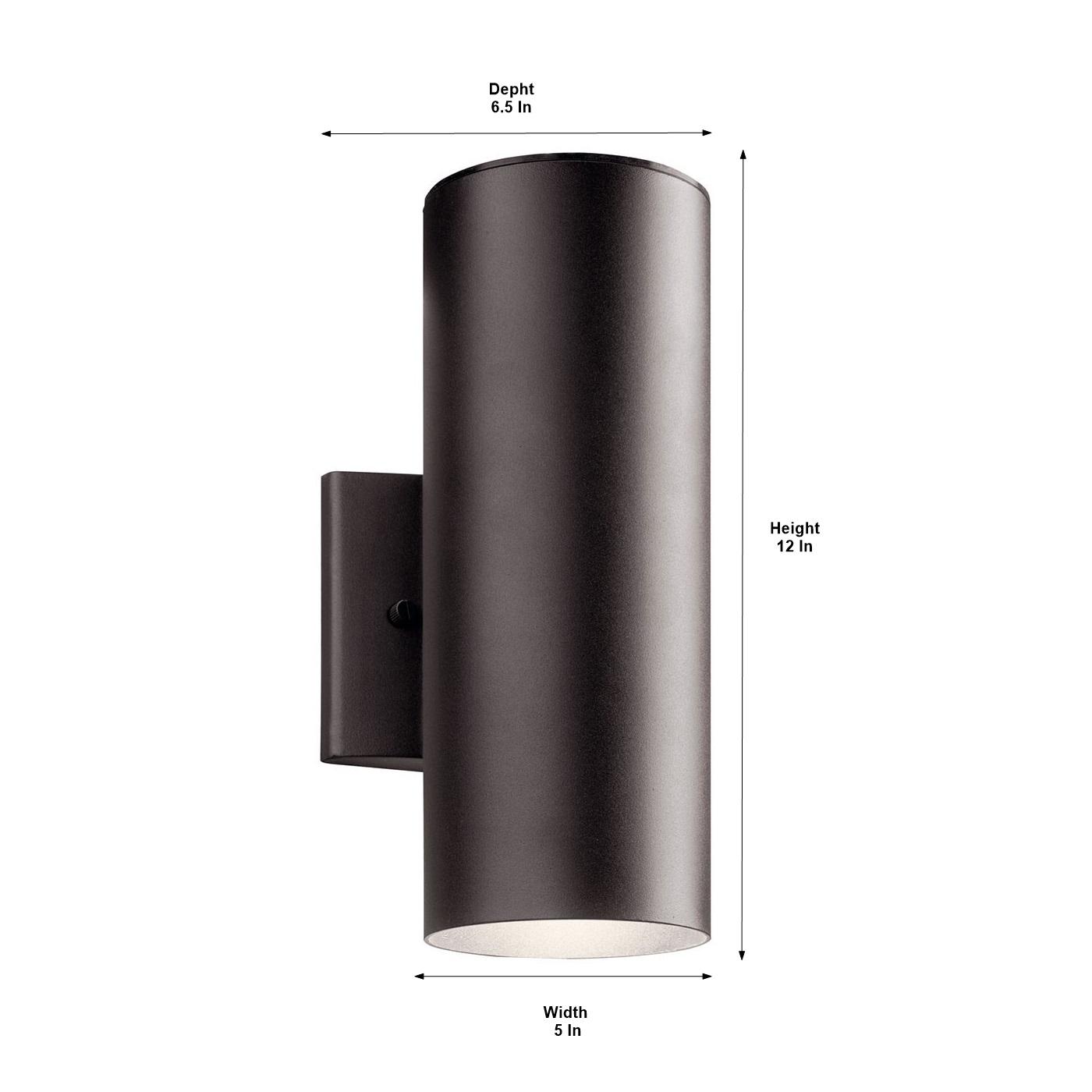 12 Inch Up/Down  LED Cylinder Outdoor Sconce