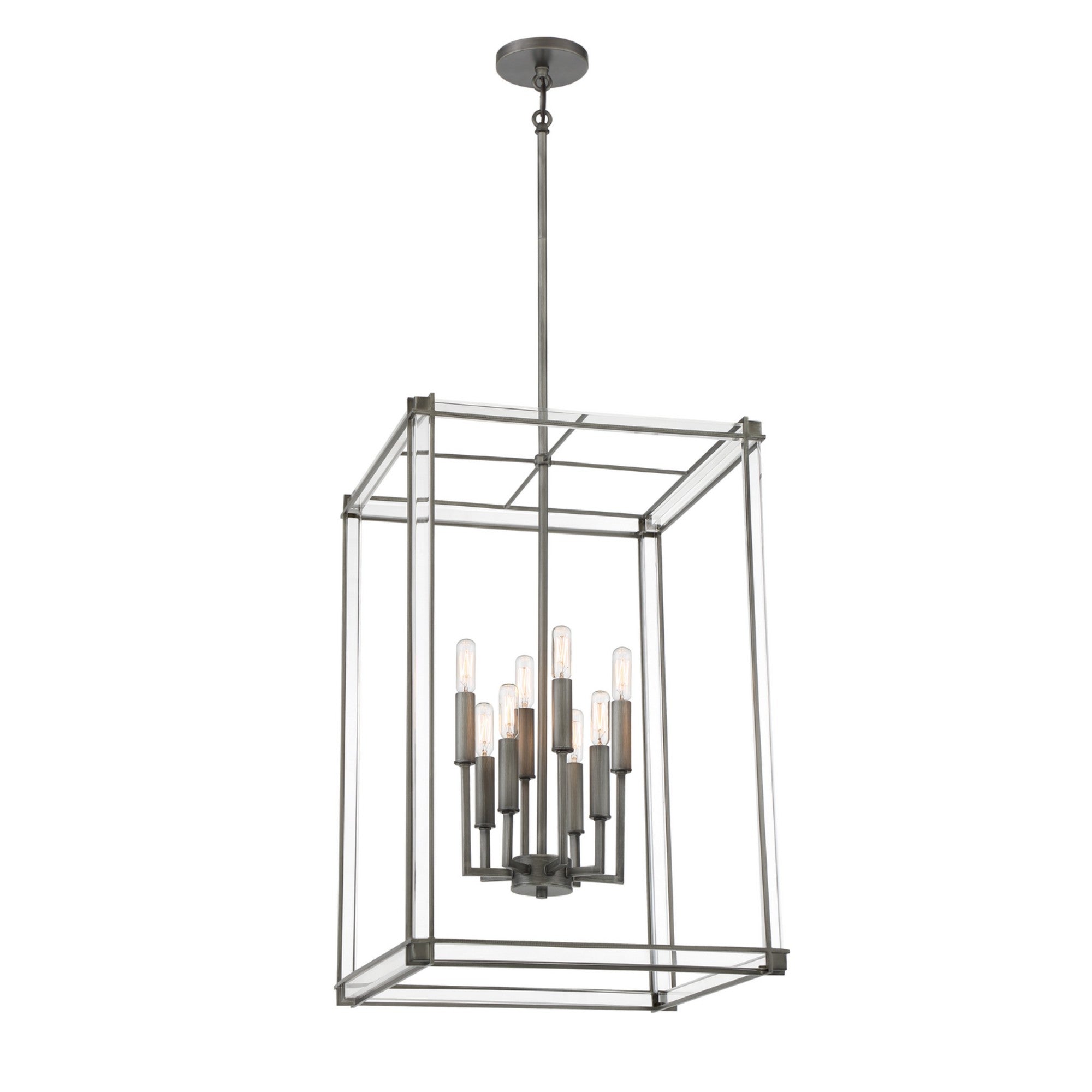 Langen Square 18" 8-Light Pendant, Antique Nickel Finish - Bees Lighting