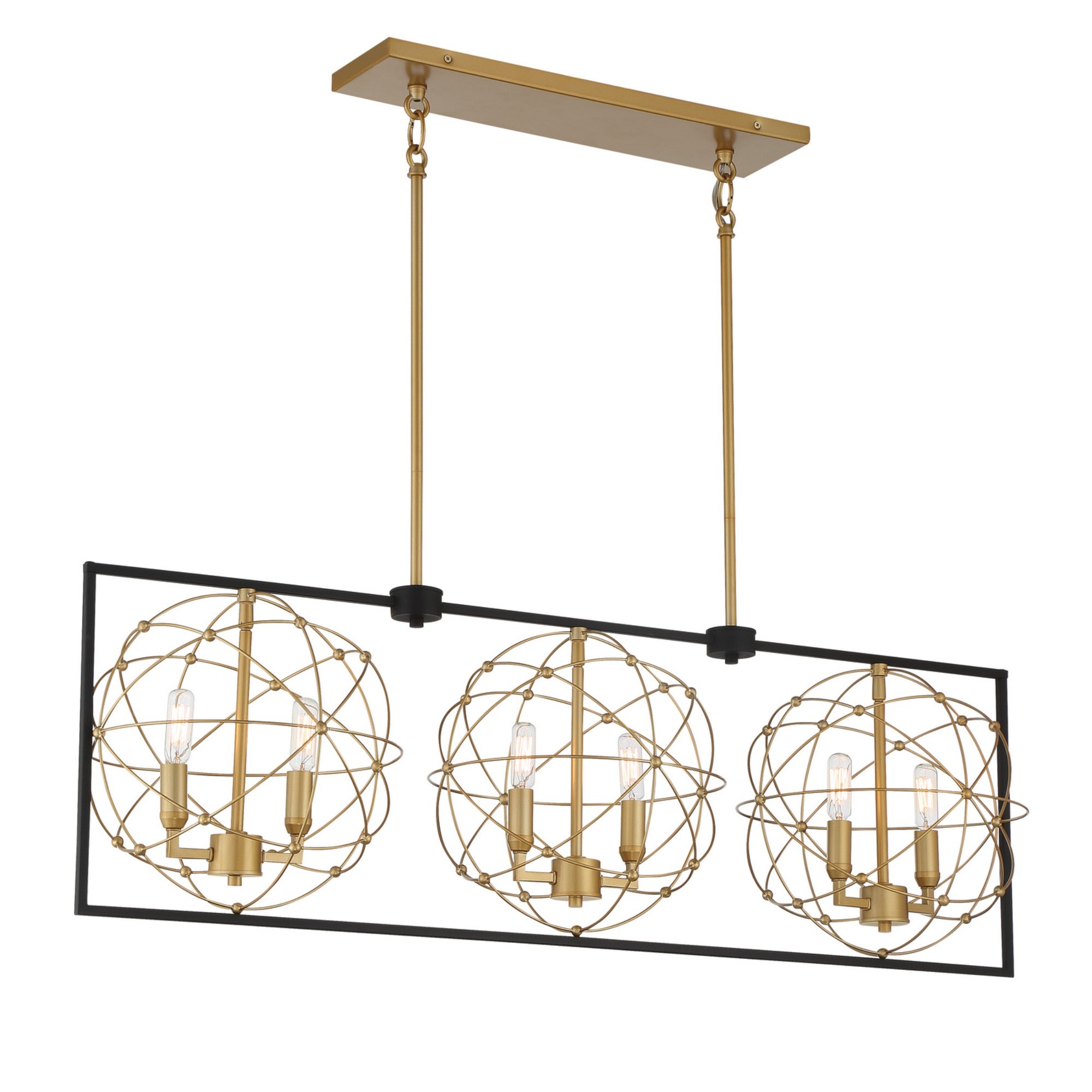 Titans Trace 42" 6-Light Island Light, Sand Coal & Painted Honey Gold Finish - Bees Lighting