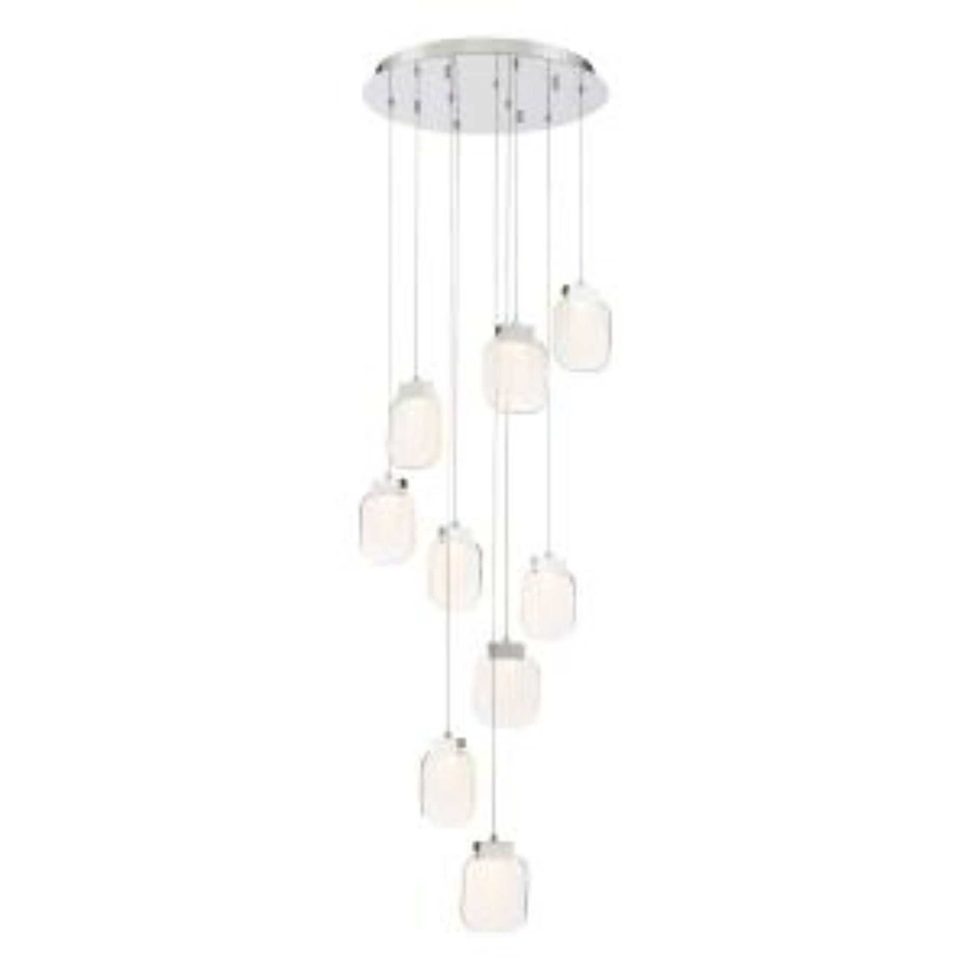 Paget 9-Light 20" LED Multi Drop Chandelier, Chrome Finish - Bees Lighting