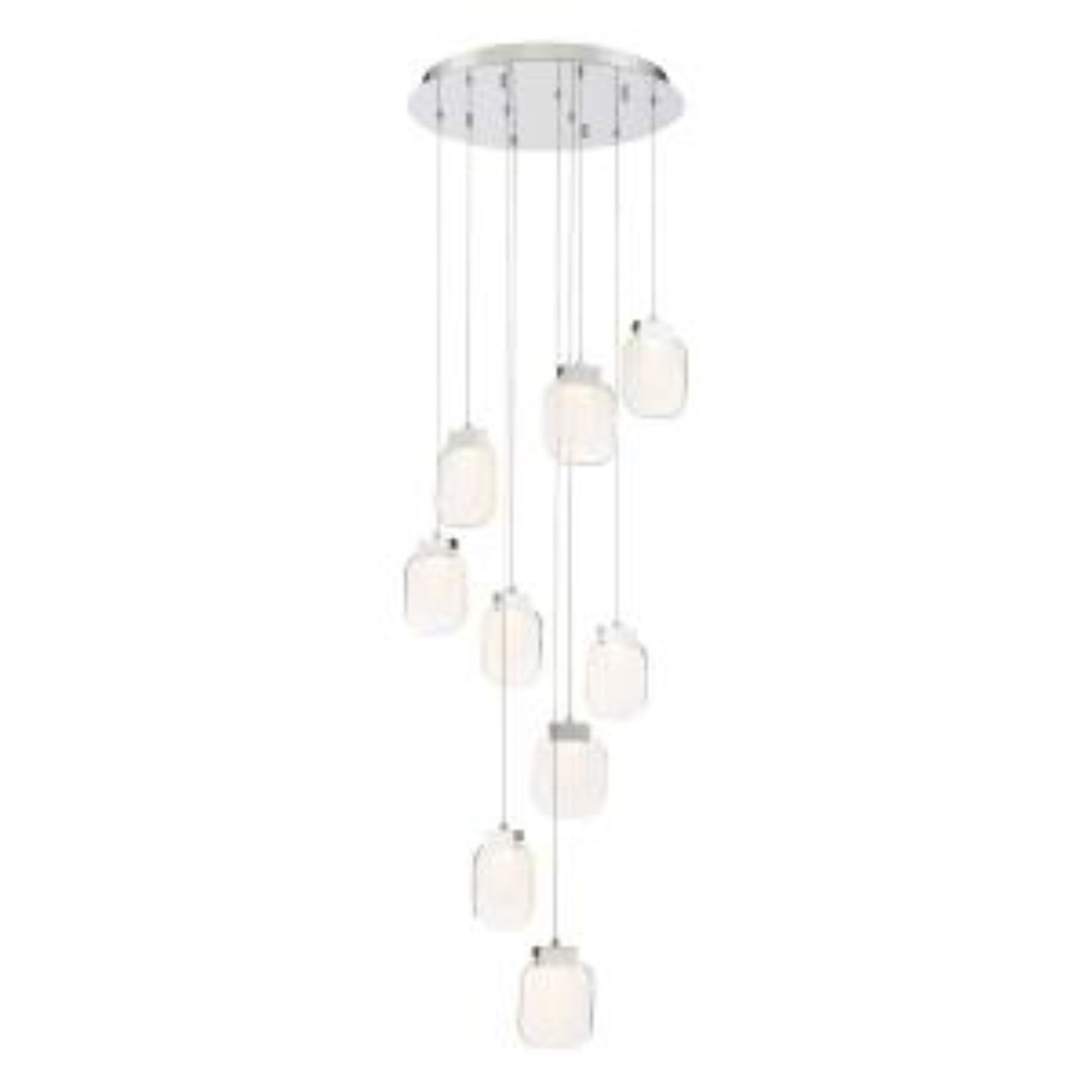 Paget 9-Light 20" LED Multi Drop Chandelier, Chrome Finish - Bees Lighting