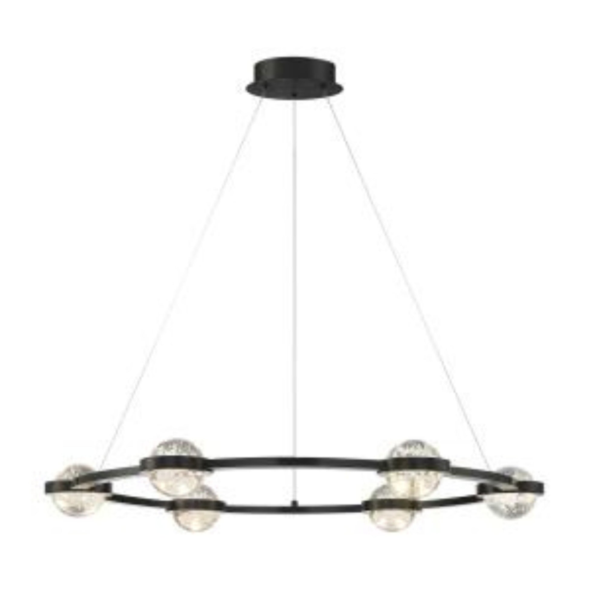 Circolo 6-Light 36" LED Chandelier, Black Finish - Bees Lighting