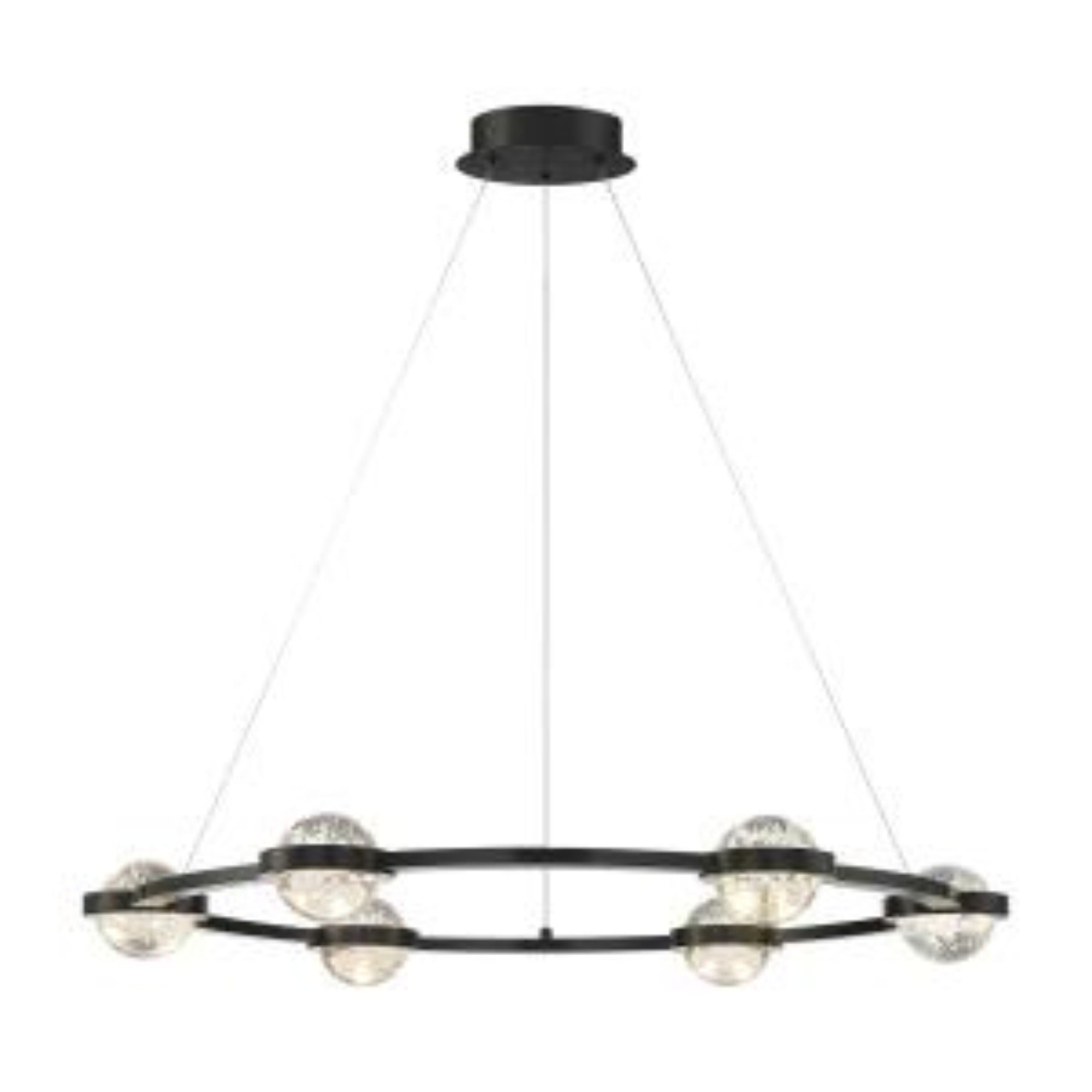 Circolo 6-Light 36" LED Chandelier, Black Finish - Bees Lighting