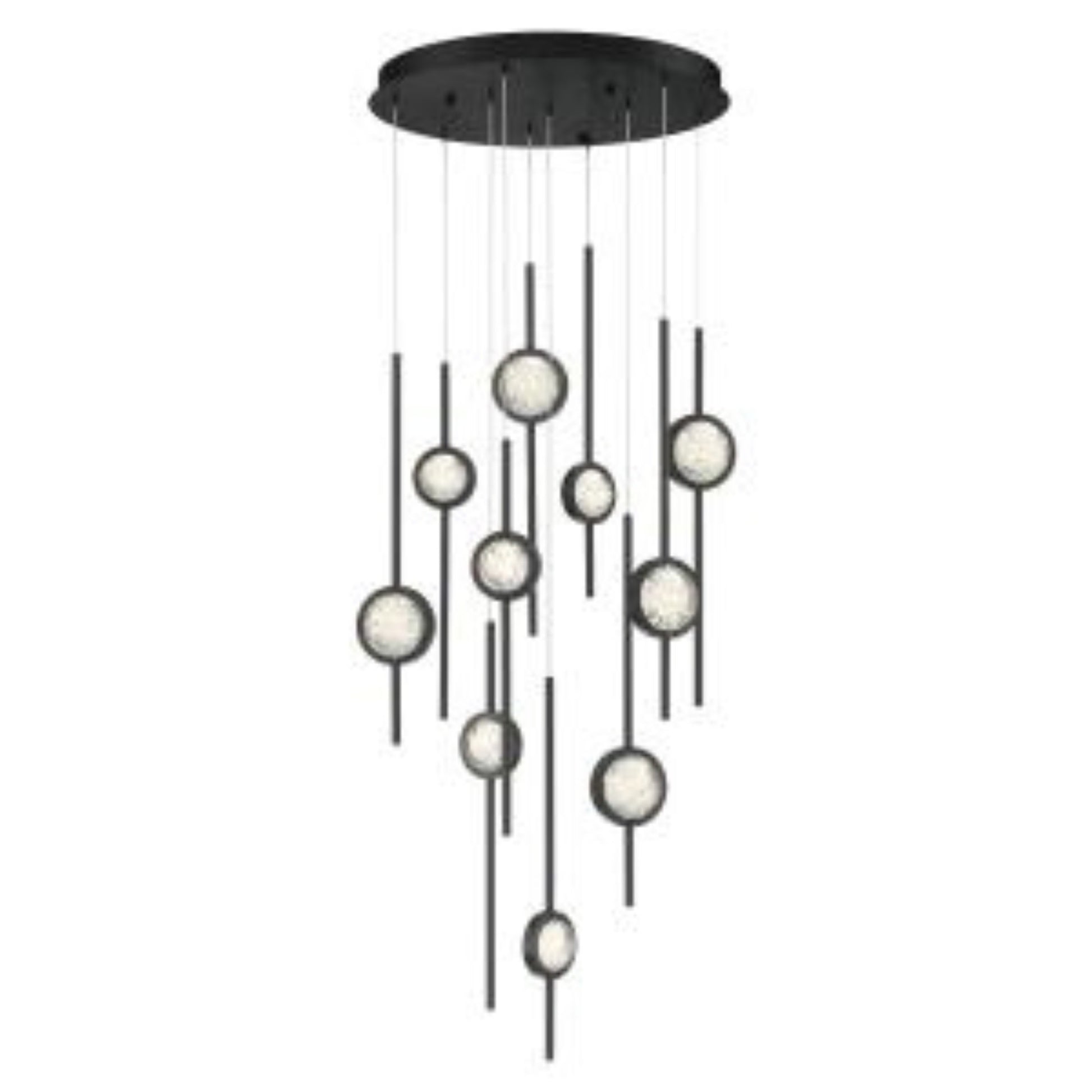 Barletta 10-Light 24" LED Multi Drop Chandelier, Black Finish - Bees Lighting