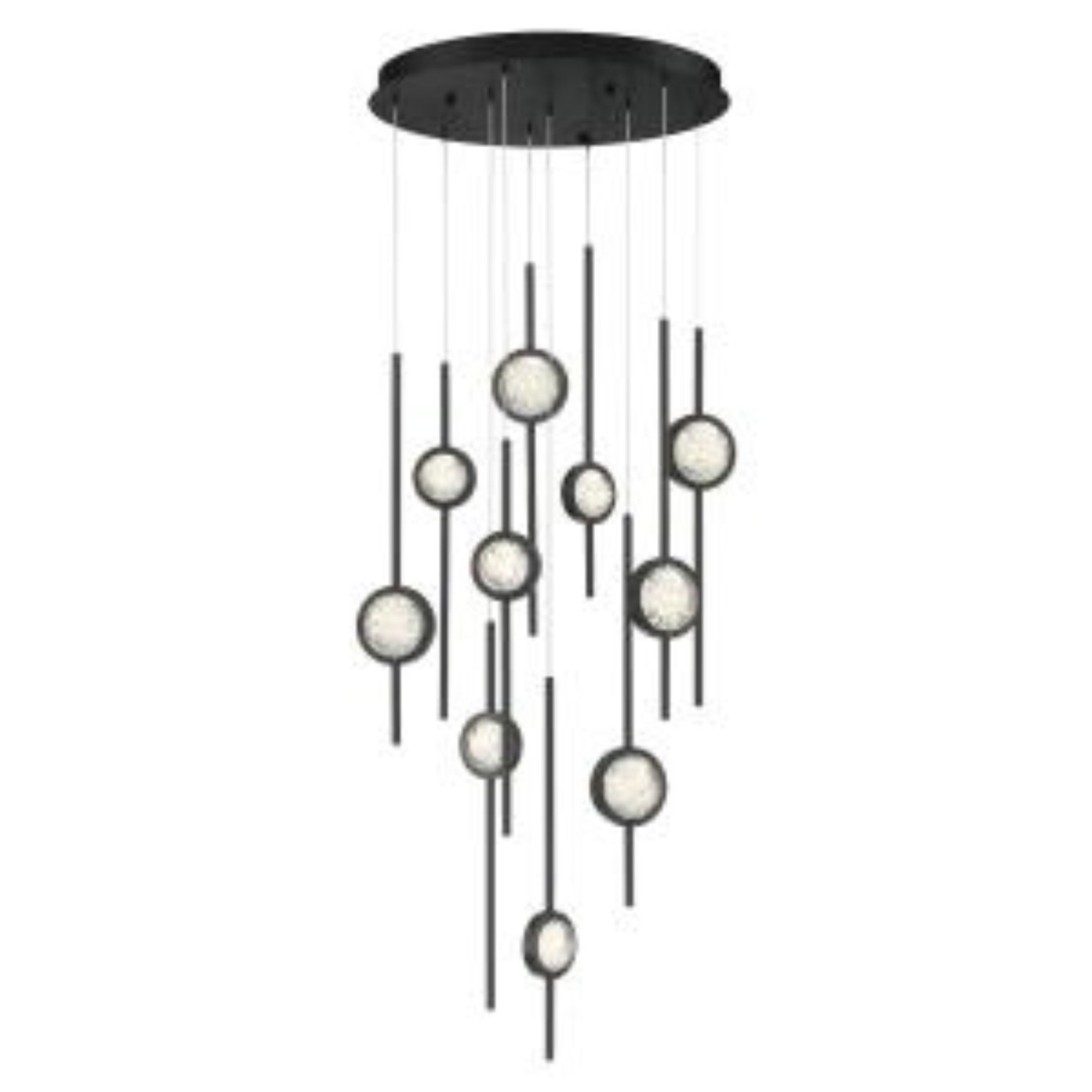 Barletta 10-Light 24" LED Multi Drop Chandelier, Black Finish - Bees Lighting