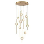 Barletta 10-Light 24" LED Multi Drop Chandelier, Brass Finish - Bees Lighting