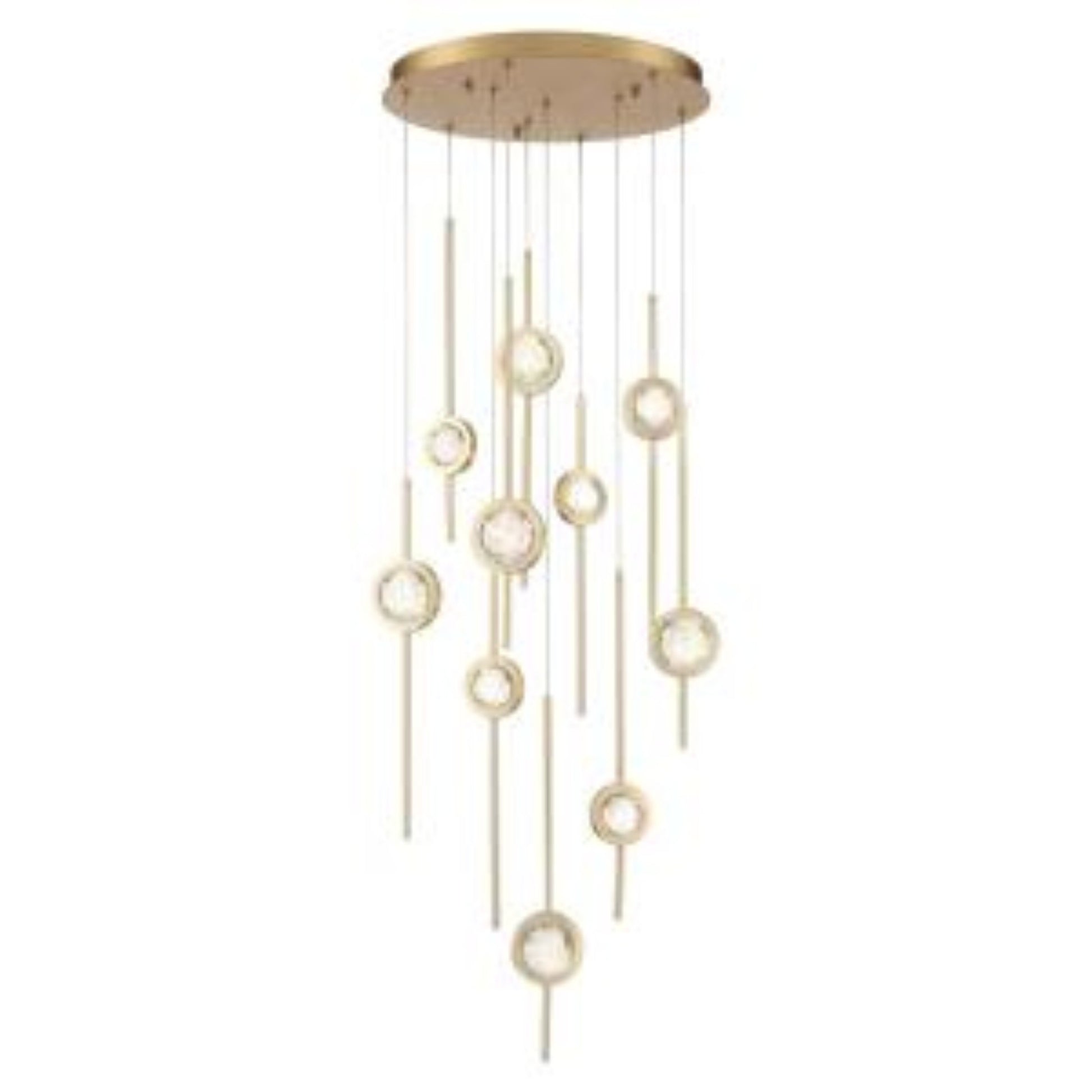Barletta 10-Light 24" LED Multi Drop Chandelier, Brass Finish - Bees Lighting