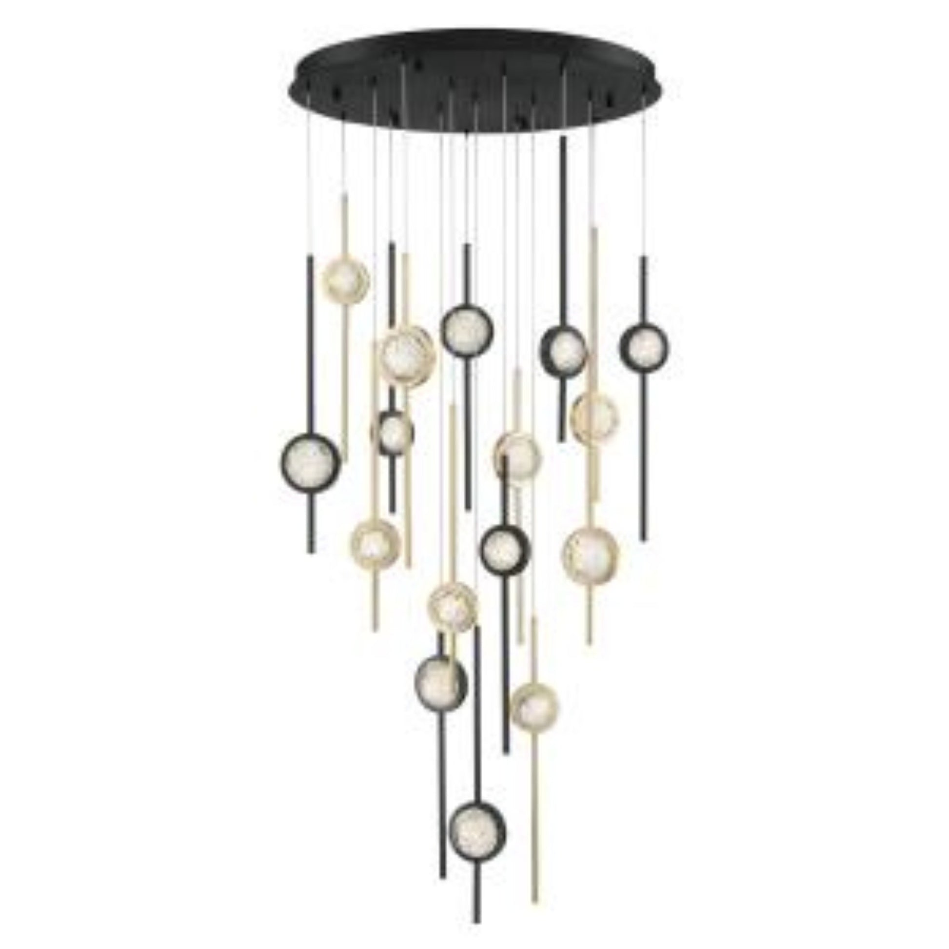 Barletta 16-Light 32" LED Grand Chandelier, Black & Brass Finish - Bees Lighting
