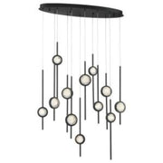 Barletta 12-Light 38" LED Multi Drop Chandelier, Black Finish - Bees Lighting