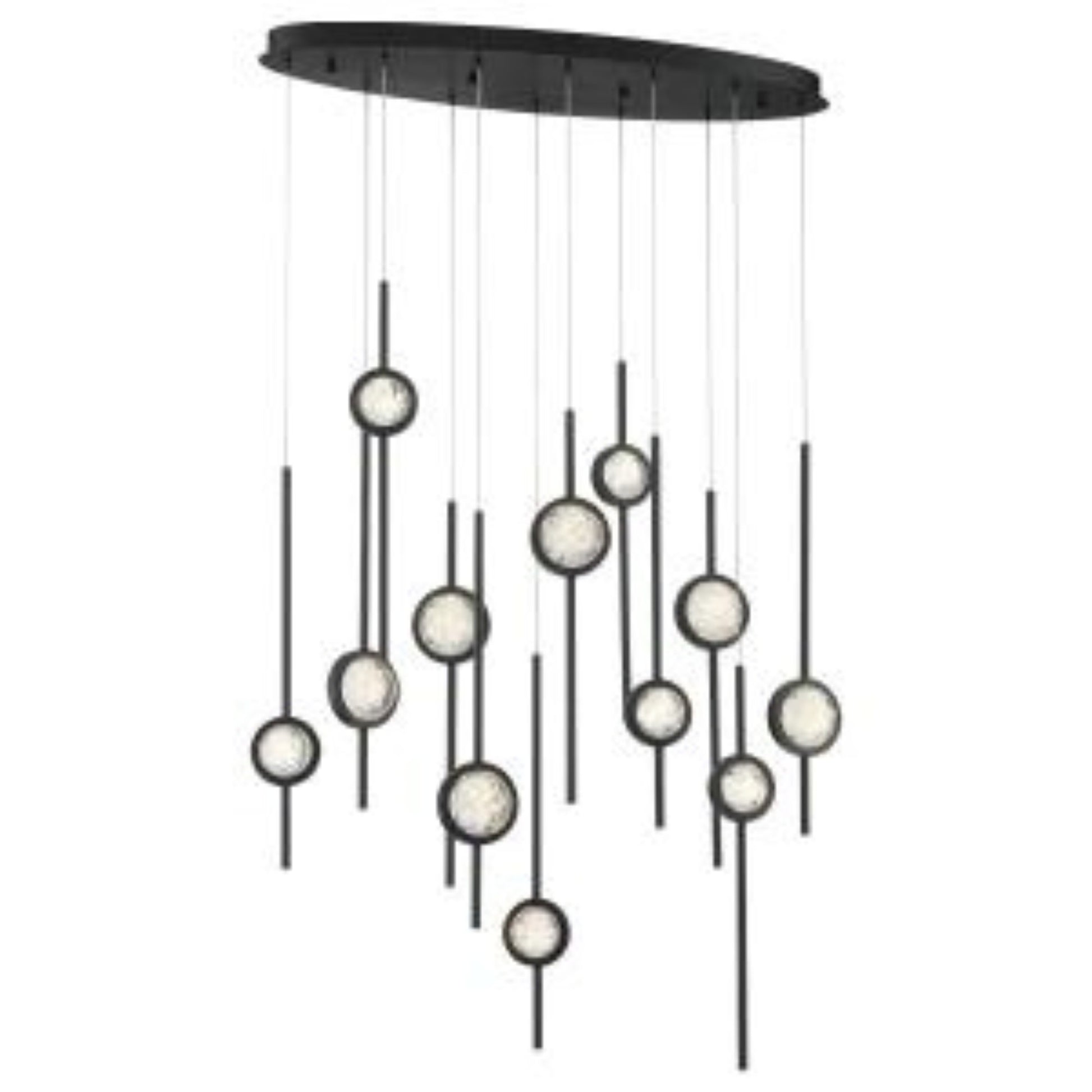 Barletta 12-Light 38" LED Multi Drop Chandelier, Black Finish - Bees Lighting