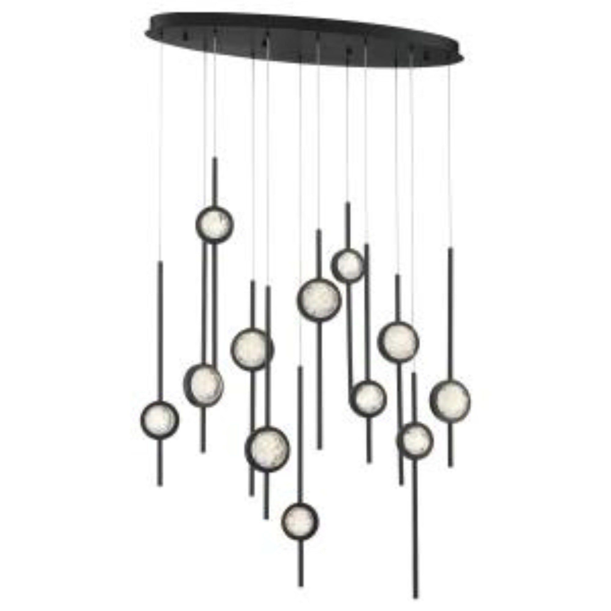 Barletta 12-Light 38" LED Multi Drop Chandelier, Black Finish - Bees Lighting