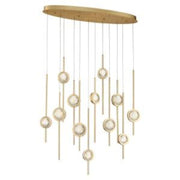 Barletta 12-Light 38" LED Multi Drop Chandelier, Brass Finish - Bees Lighting
