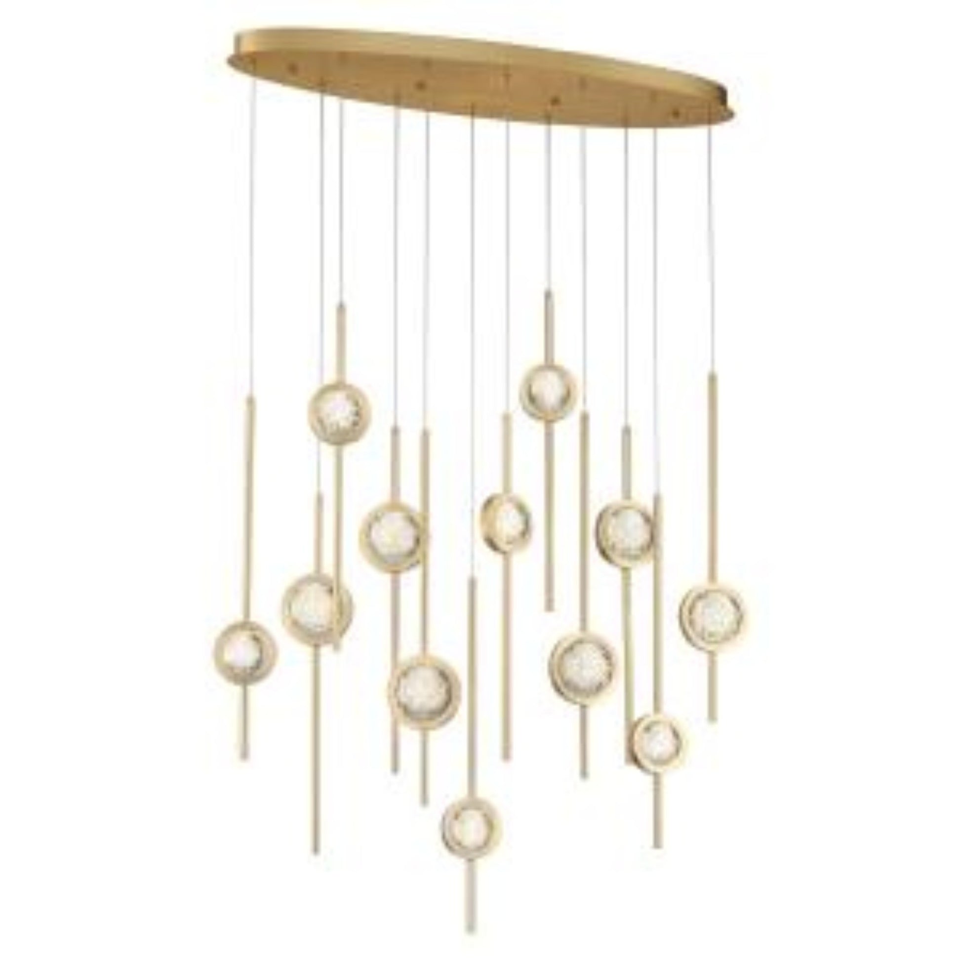 Barletta 12-Light 38" LED Multi Drop Chandelier, Brass Finish - Bees Lighting
