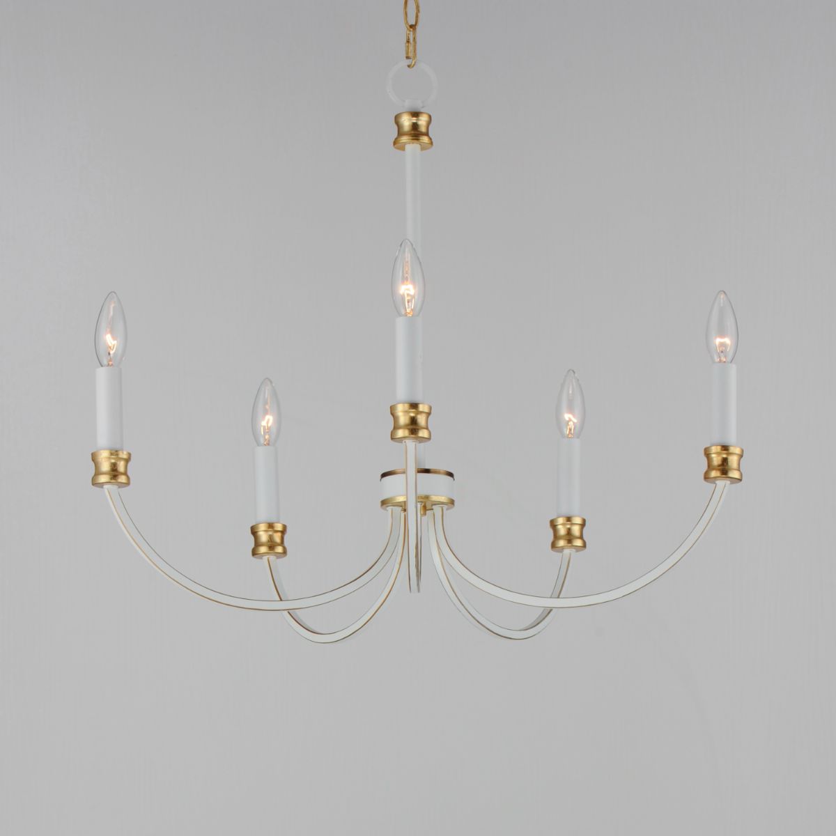 Charlton 26 in. 5 Lights Chandelier White & Gold Finish - Bees Lighting