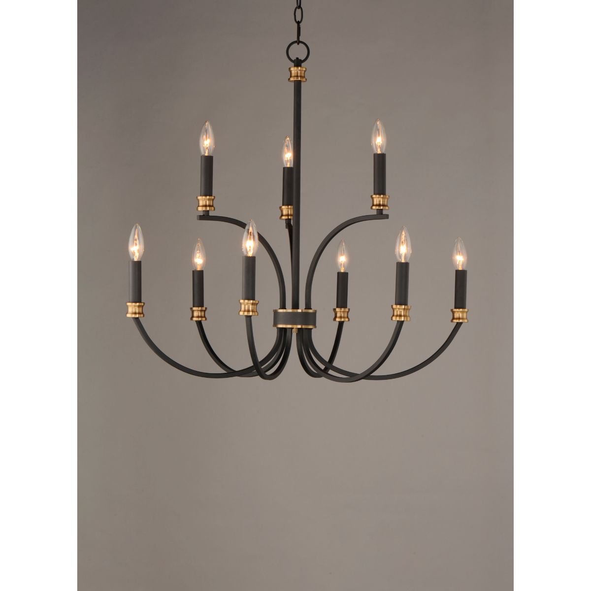 Charlton 30 in. 9 Lights Chandelier Black Finish - Bees Lighting
