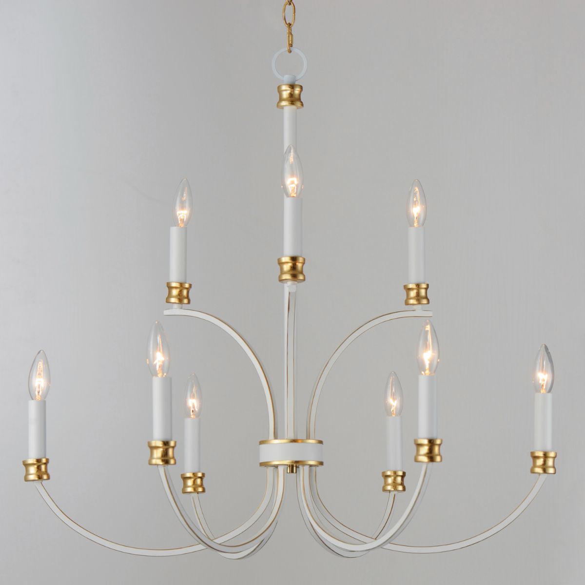 Charlton 30 in. 9 Lights Chandelier White & Gold Finish - Bees Lighting