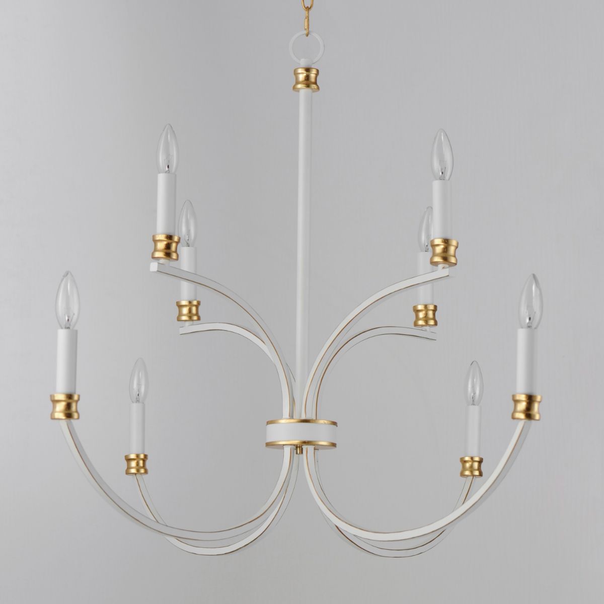 Charlton 48 in. 8 Lights Chandelier White & Gold Finish - Bees Lighting