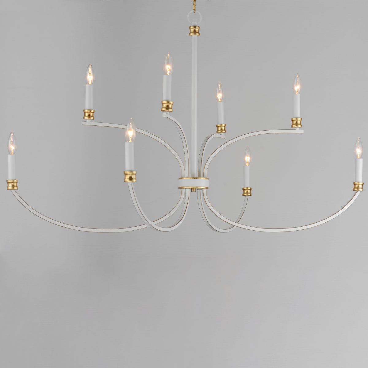 Charlton 48 in. 8 Lights Chandelier White & Gold Finish - Bees Lighting
