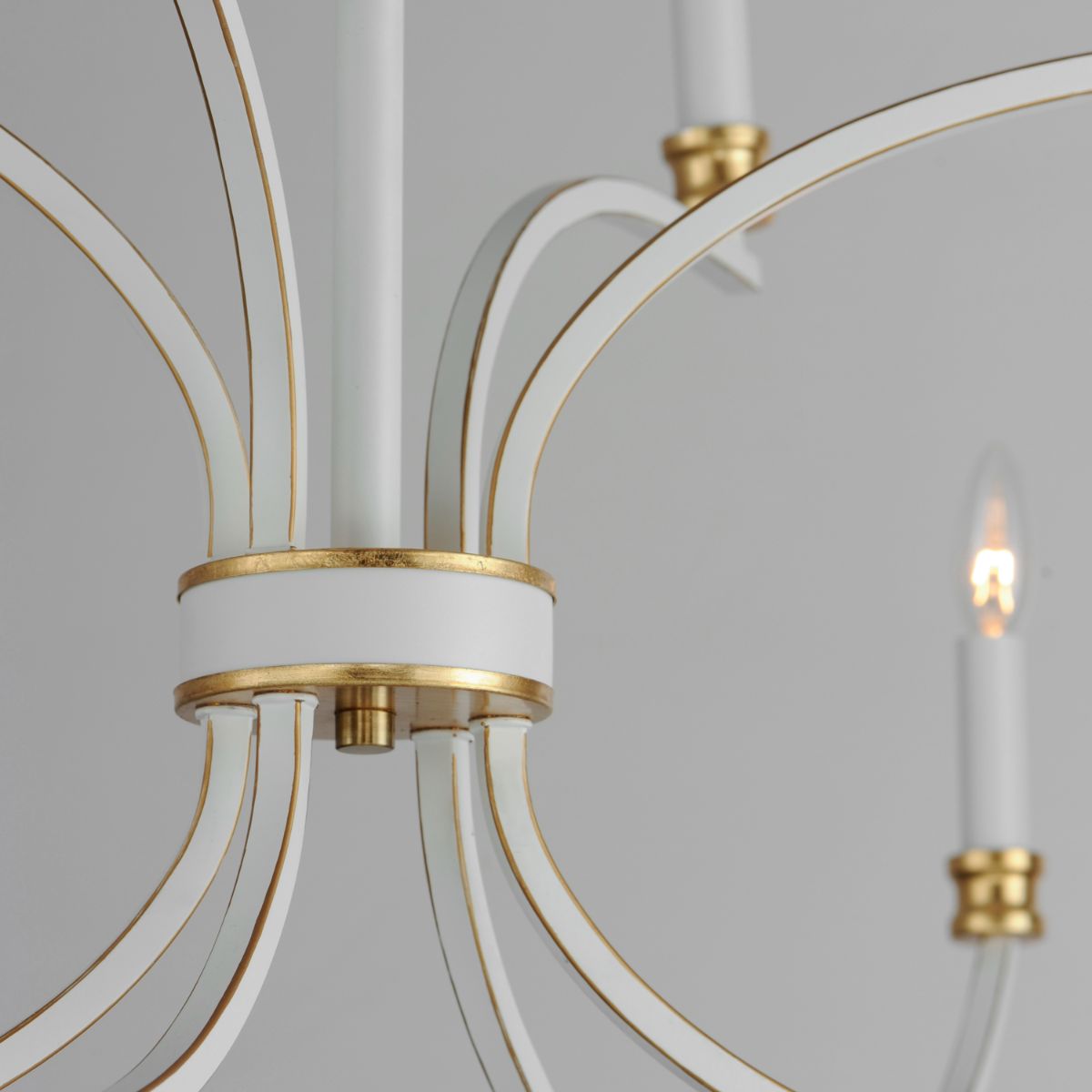 Charlton 48 in. 8 Lights Chandelier White & Gold Finish - Bees Lighting