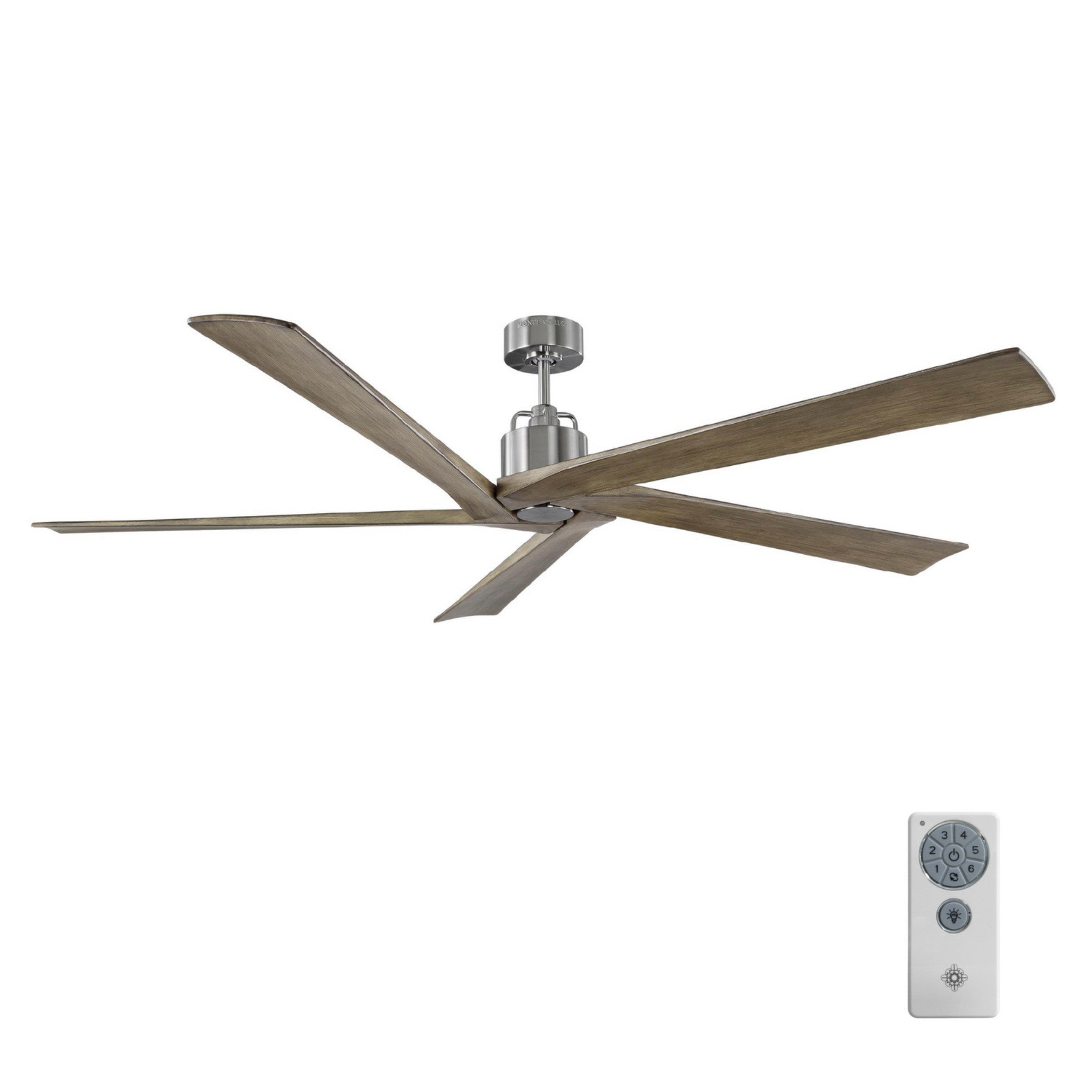 Aspen 70 Inch Brushed Steel Large Outdoor Ceiling Fan with Remote - Bees Lighting