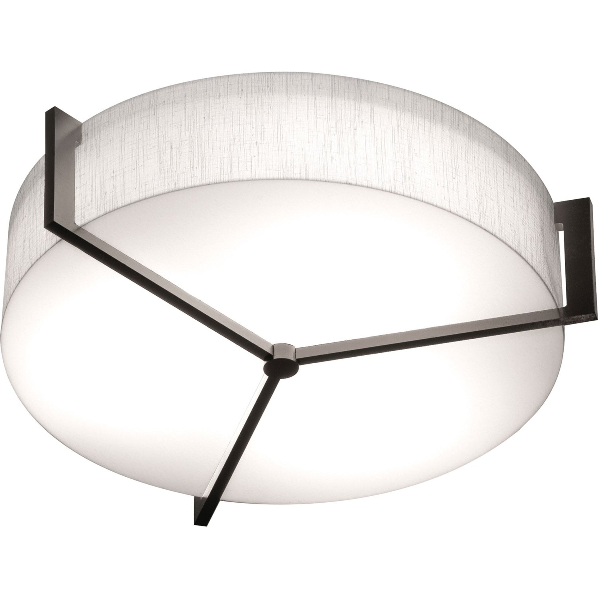Apex 17" LED Flush Mount, Linen White/Espresso Finish - Bees Lighting