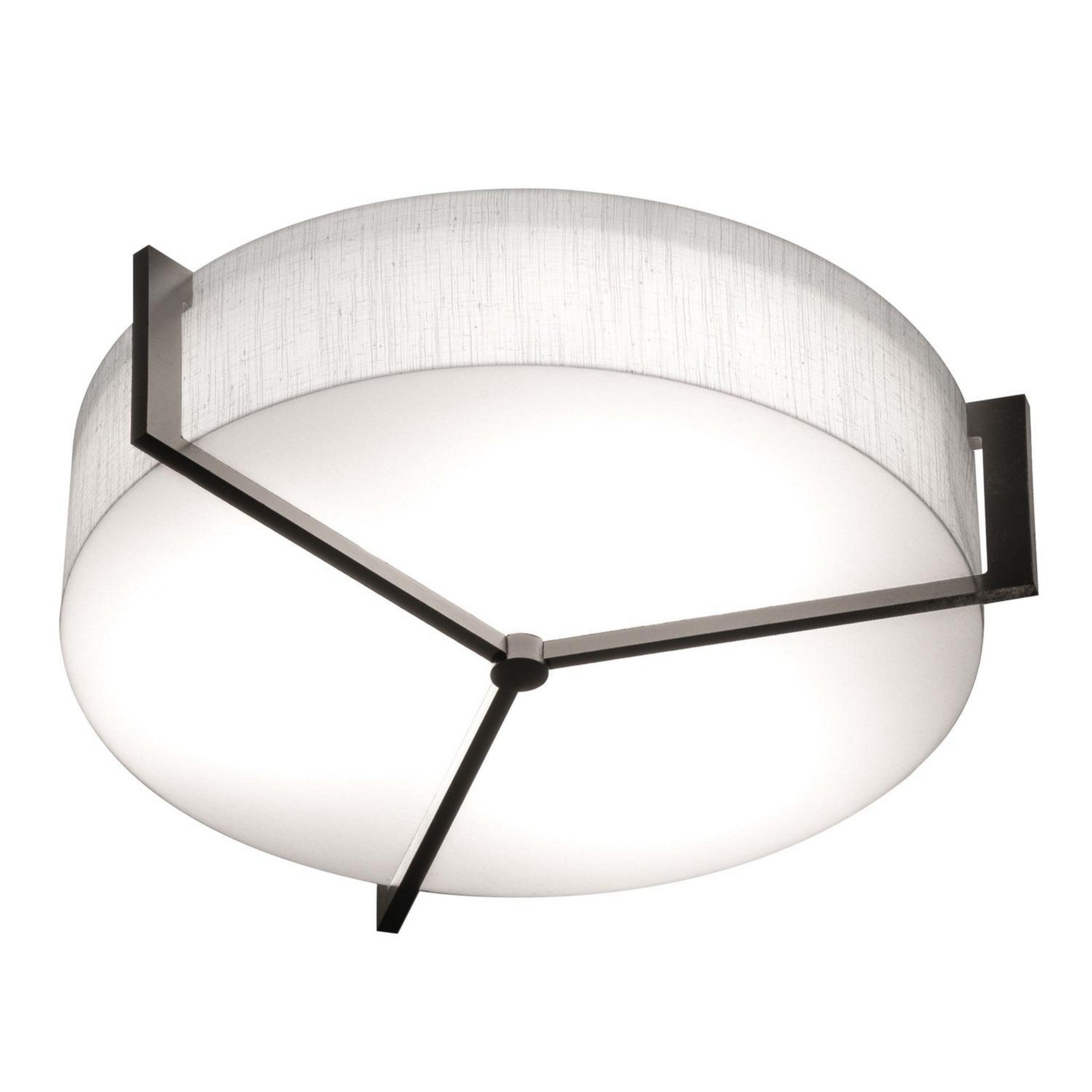 Apex 17" LED Flush Mount, Linen White/Espresso Finish, Motion Sensor - Bees Lighting