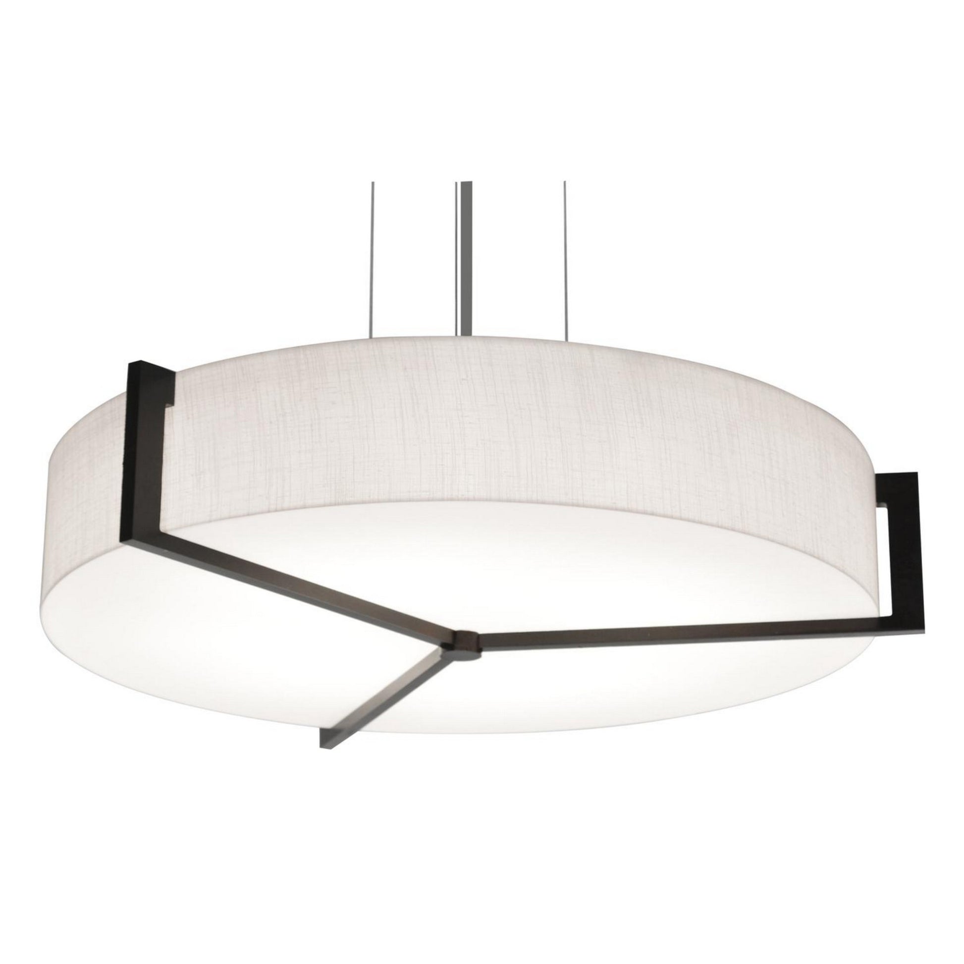 Apex 17" LED Pendant, Linen White & Espresso Shade - Bees Lighting