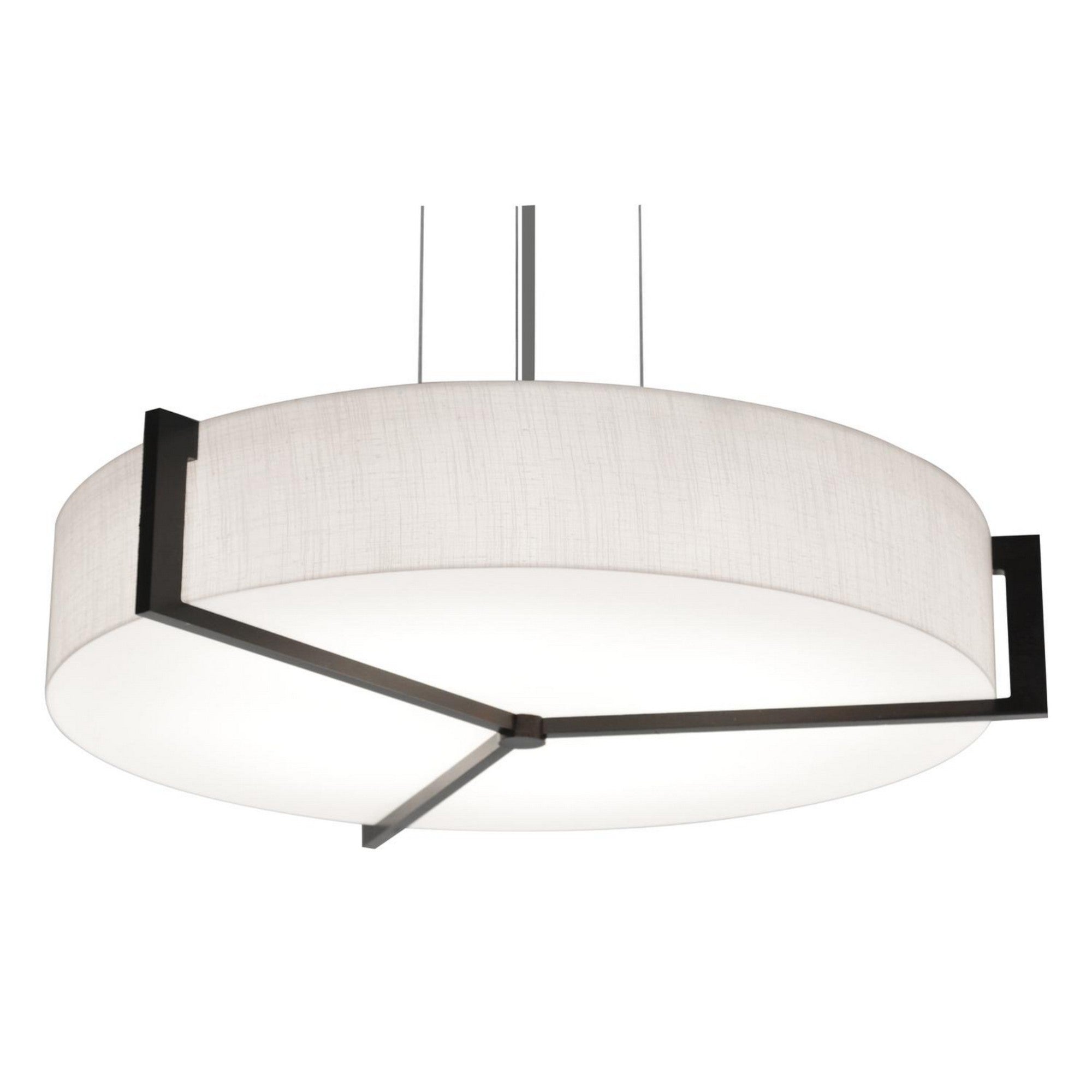 Apex 17" LED Pendant, Linen White & Espresso Shade - Bees Lighting