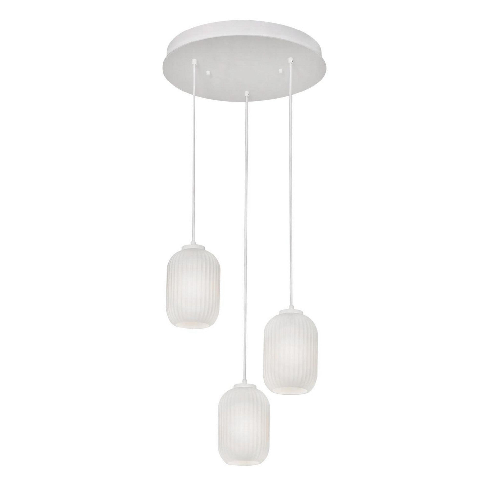 Callie 18" 3-Light Multi-Port Pendant, White Finish - Bees Lighting