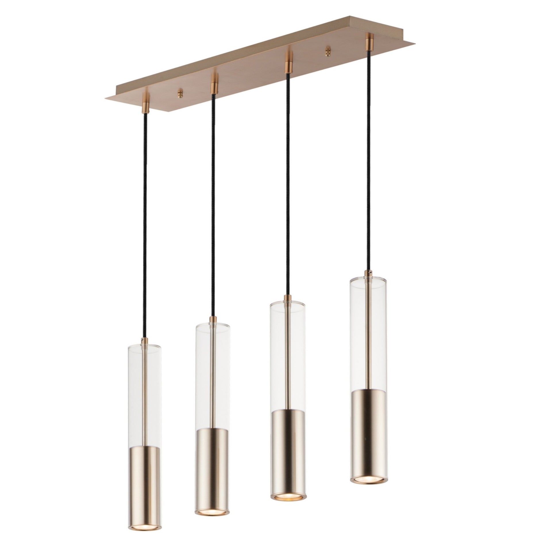 Torch 28" 4-Light Linear LED Pendant, Satin Brass Finish - Bees Lighting
