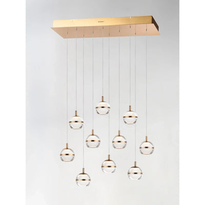 Swank 31" 10-Light LED Linear Pendant, Natural Aged Brass Finish