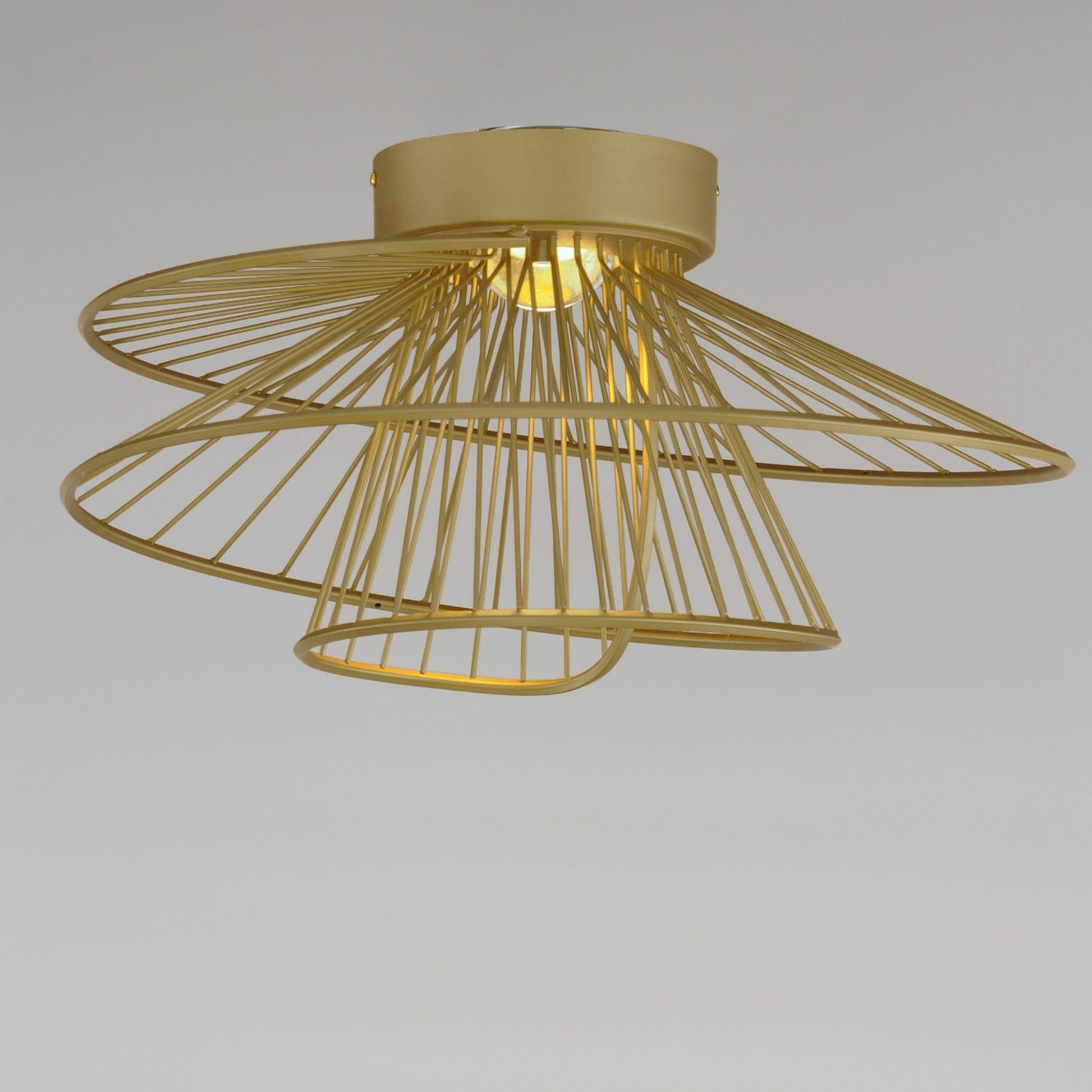 Zeta 20" LED Flush Mount, Natural Aged Brass Finish - Bees Lighting