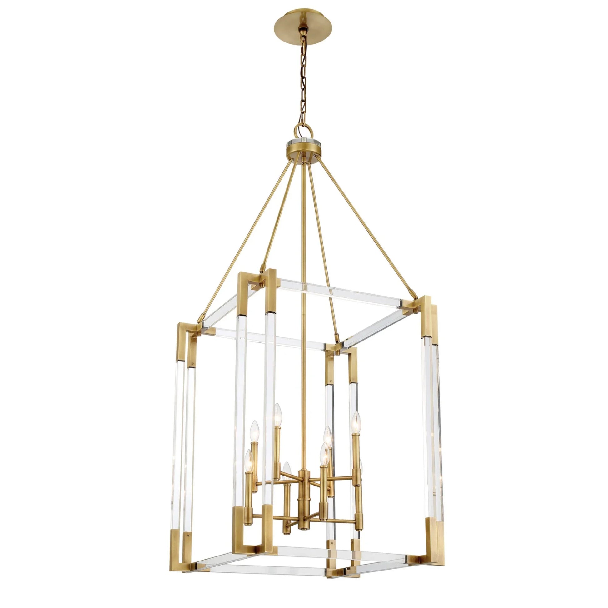 Prima Vista 27" 8-Light Pendant, Aged Antique Brass Finish - Bees Lighting