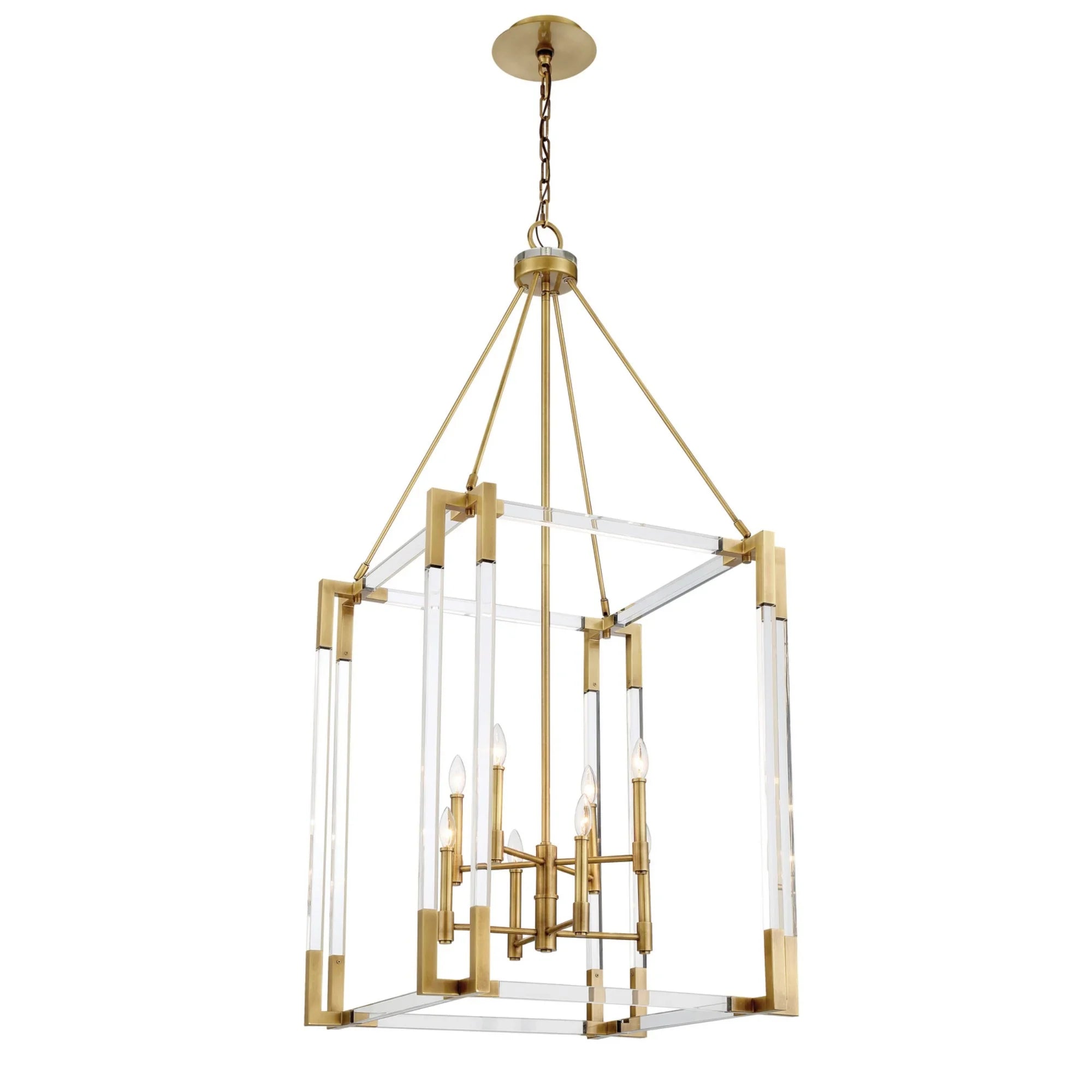 Prima Vista 27" 8-Light Pendant, Aged Antique Brass Finish - Bees Lighting
