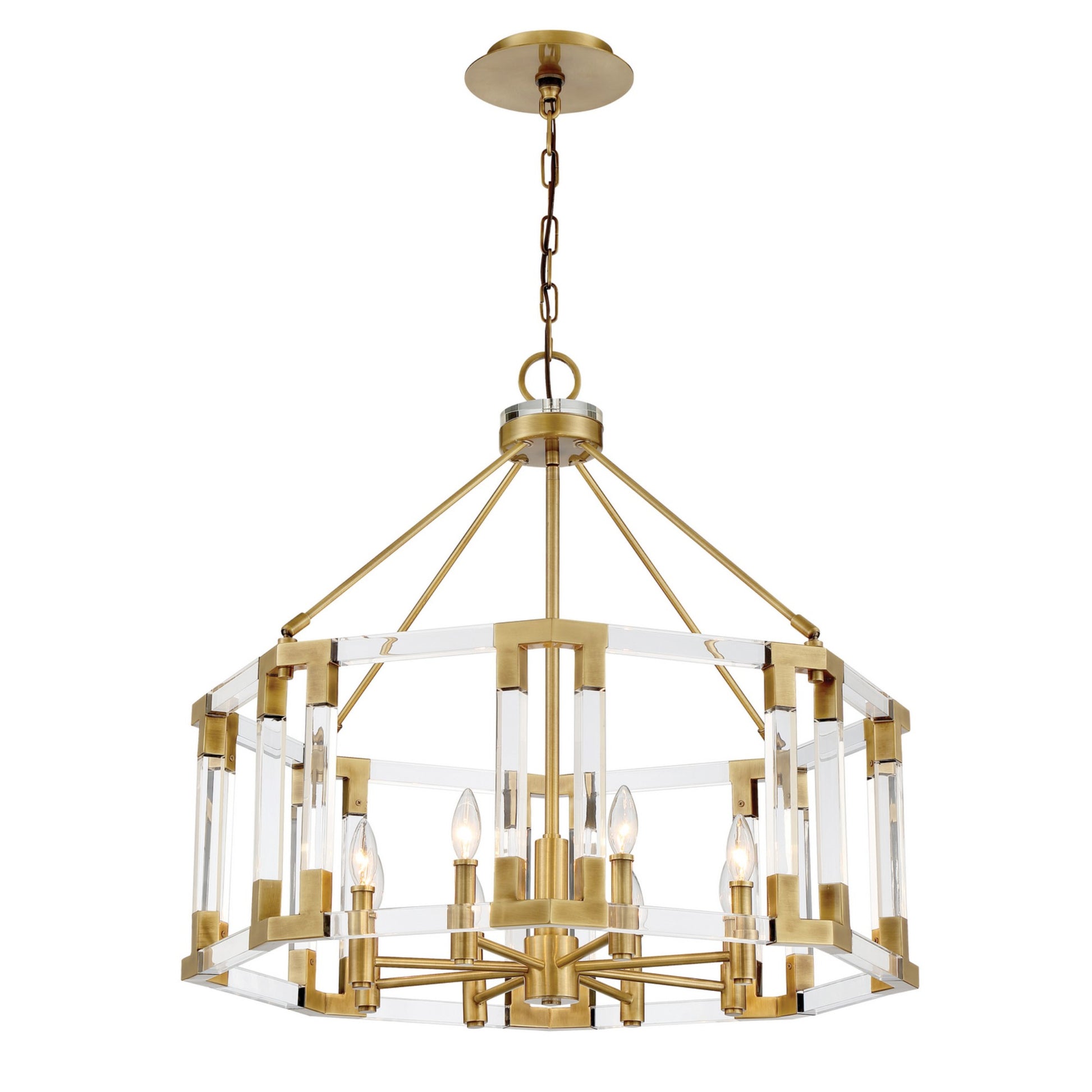 Prima Vista 31" 8-Light Chandelier, Aged Antique Brass Finish - Bees Lighting