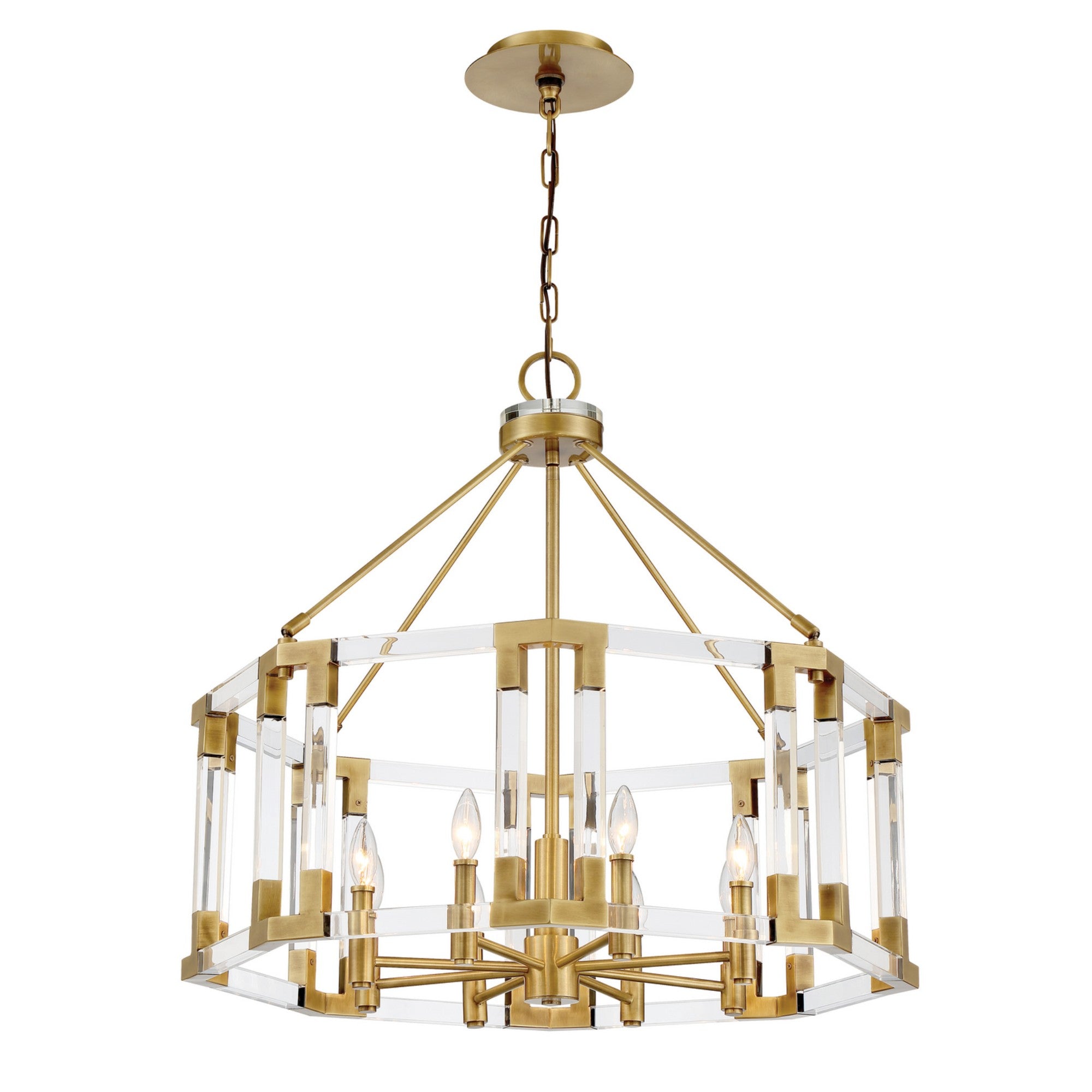 Prima Vista 31" 8-Light Chandelier, Aged Antique Brass Finish - Bees Lighting